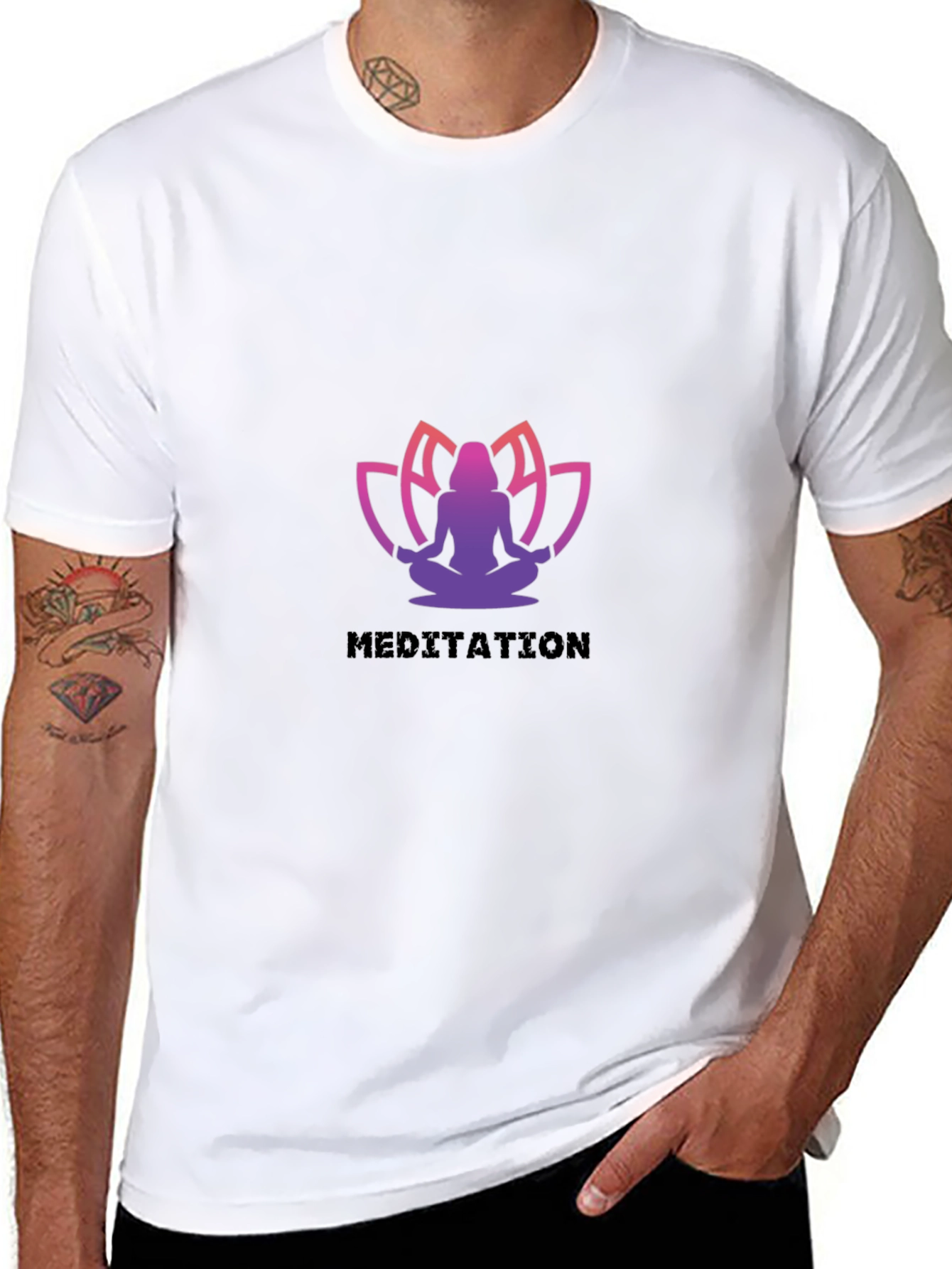 Meditative Lotus Black T-Shirt