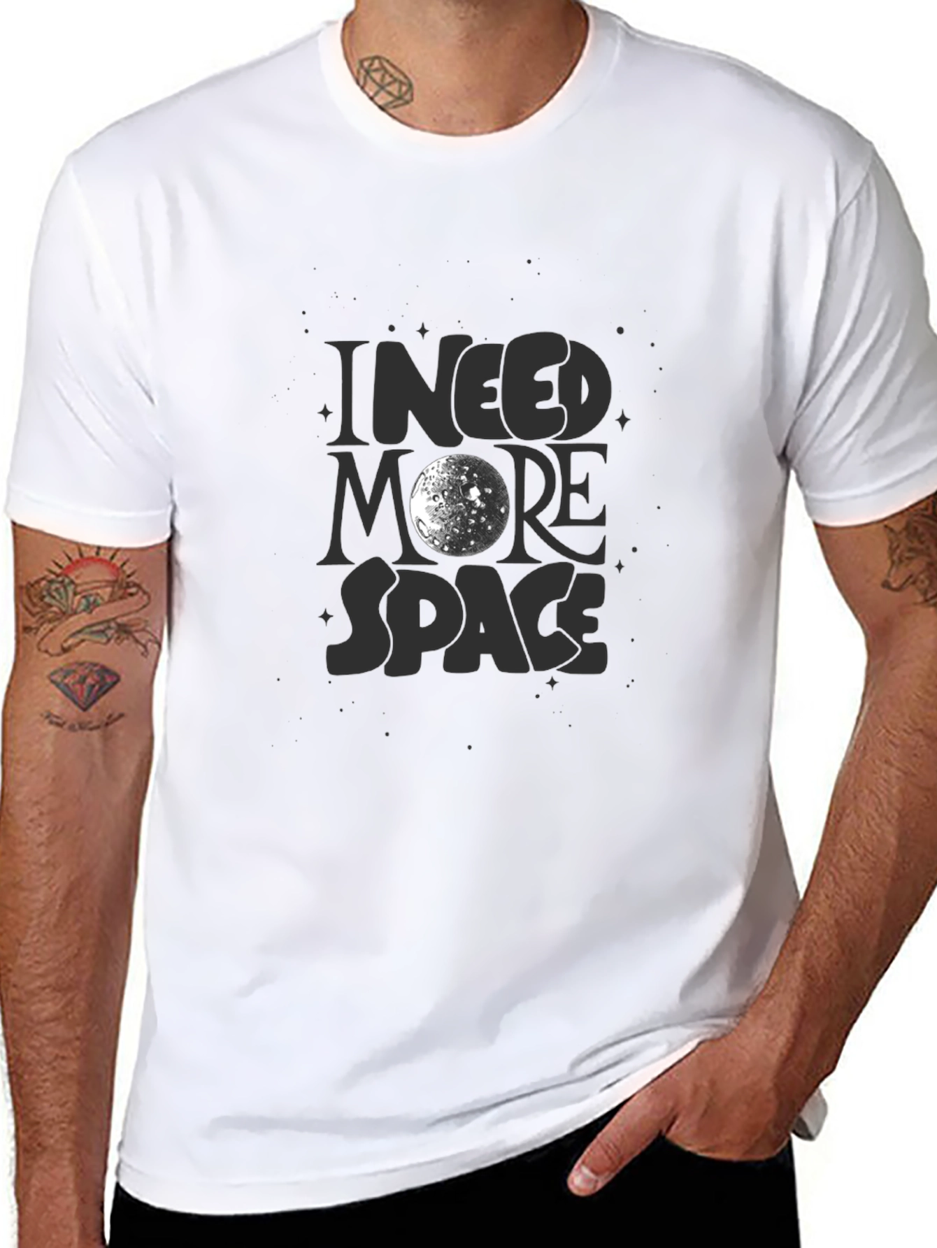 I Need More Space Graphic Tee - Black Cotton Blend