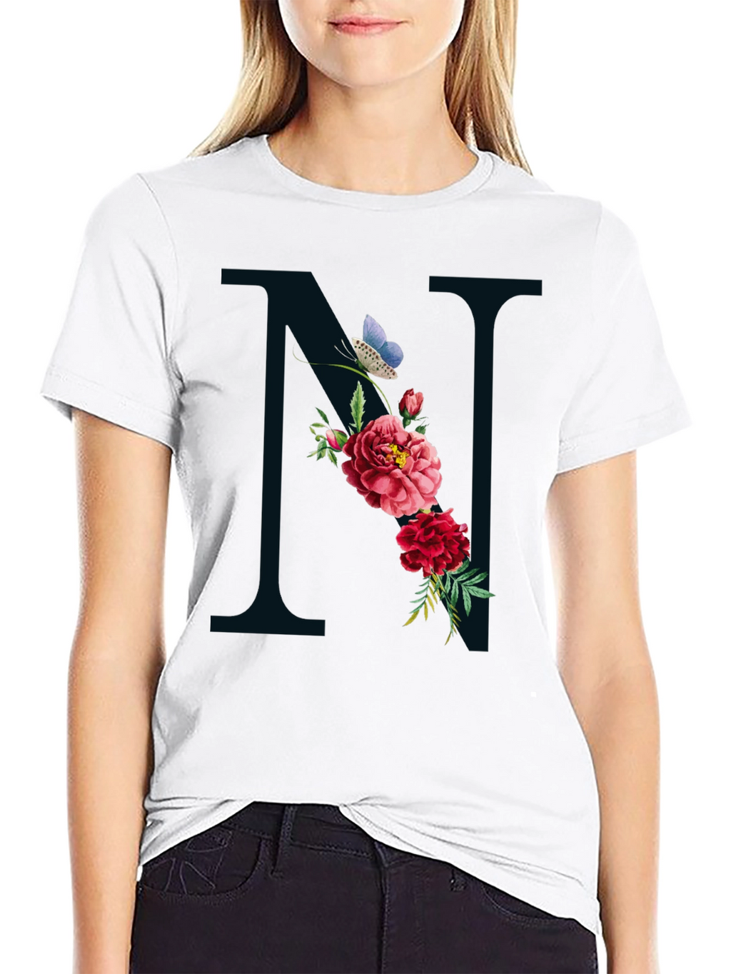 Floral Letter N Graphic Tee