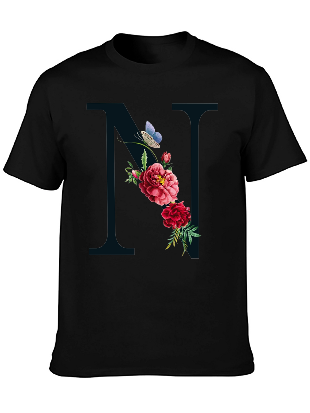 Floral Letter N Graphic Tee