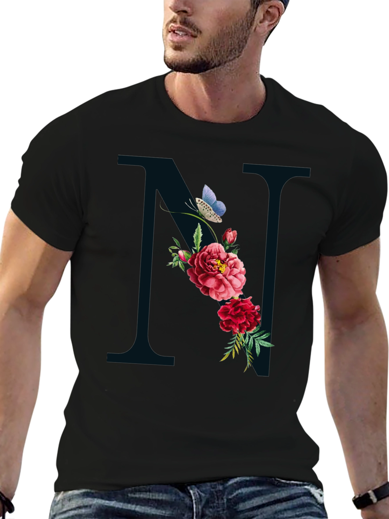 Floral Letter N Graphic Tee