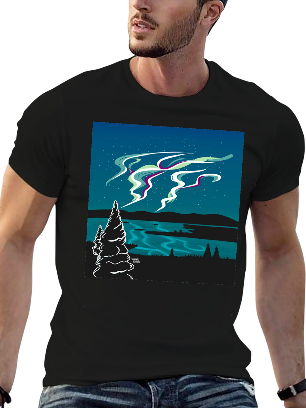 Northern Lights Graphic Tee - Black