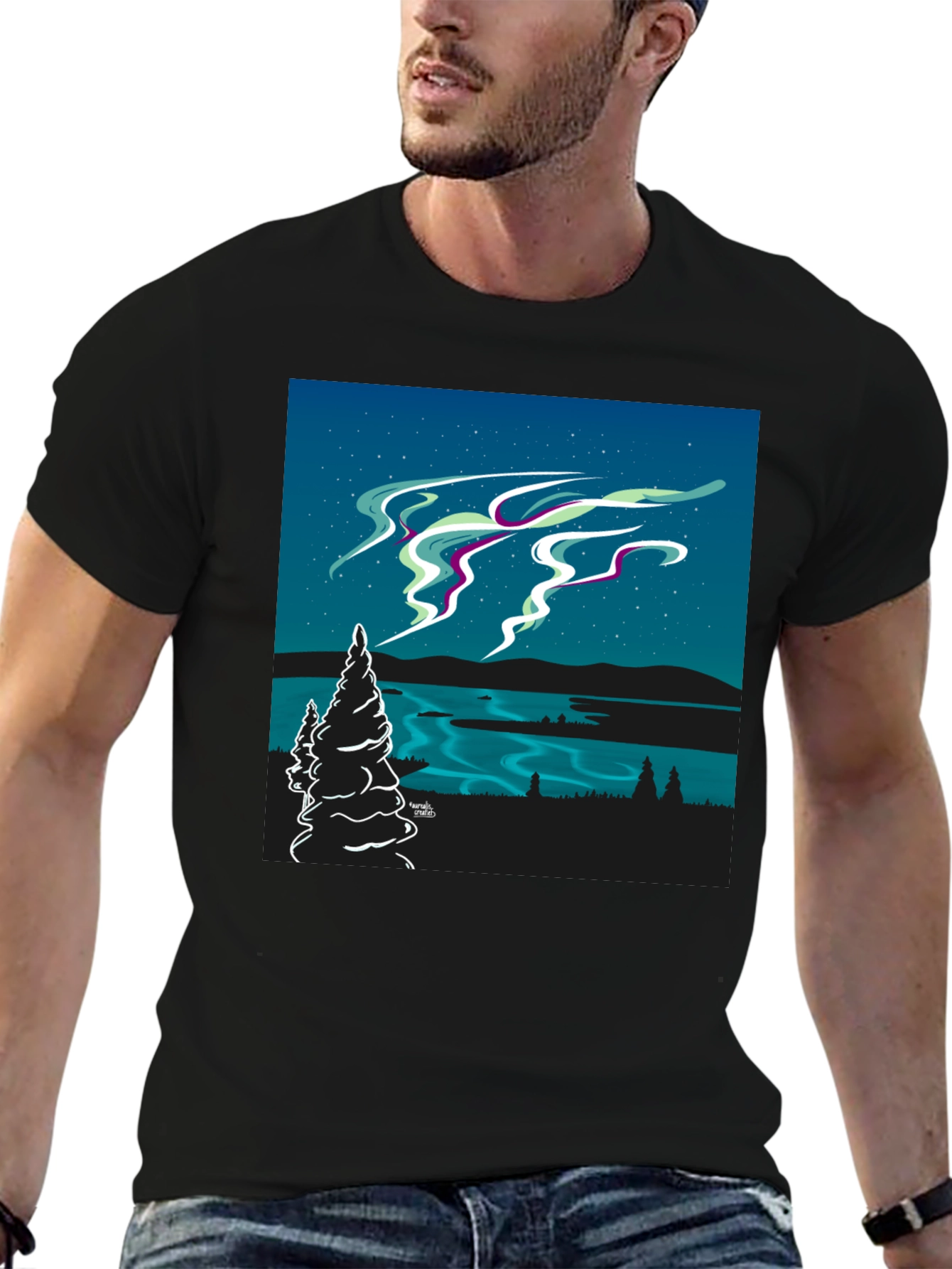 Northern Lights Graphic Tee - Black
