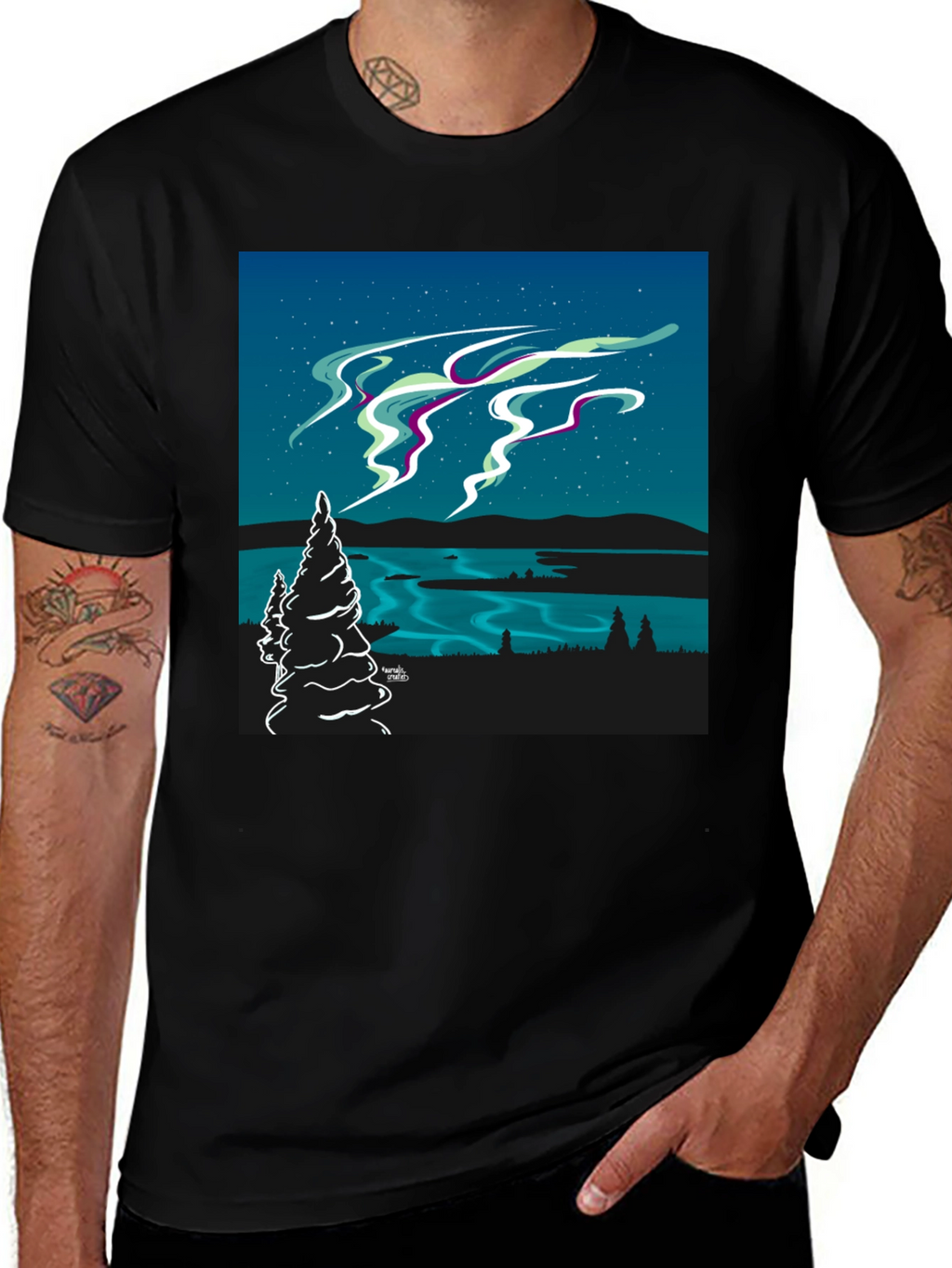 Northern Lights Graphic Tee - Black