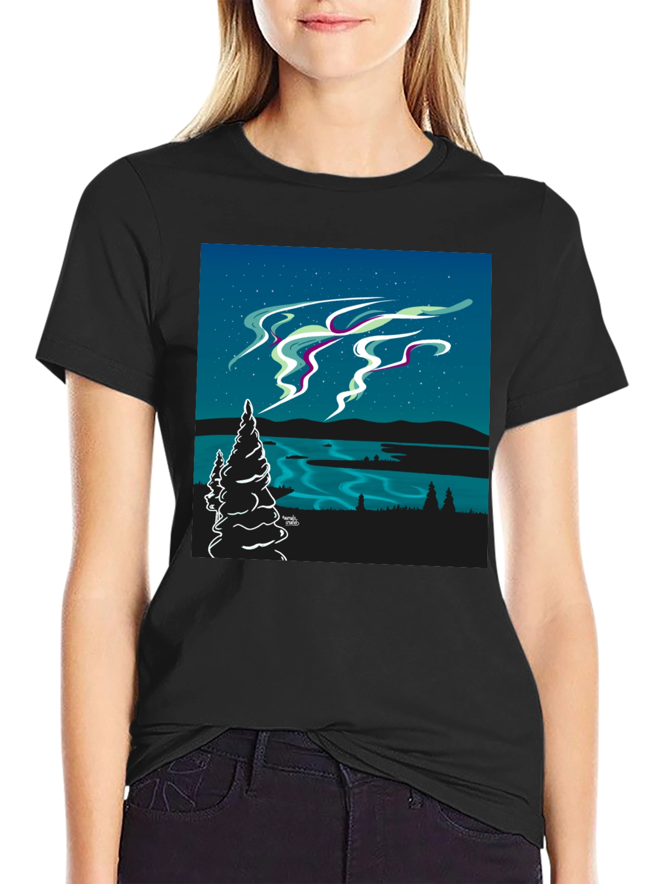 Northern Lights Graphic Tee - Black