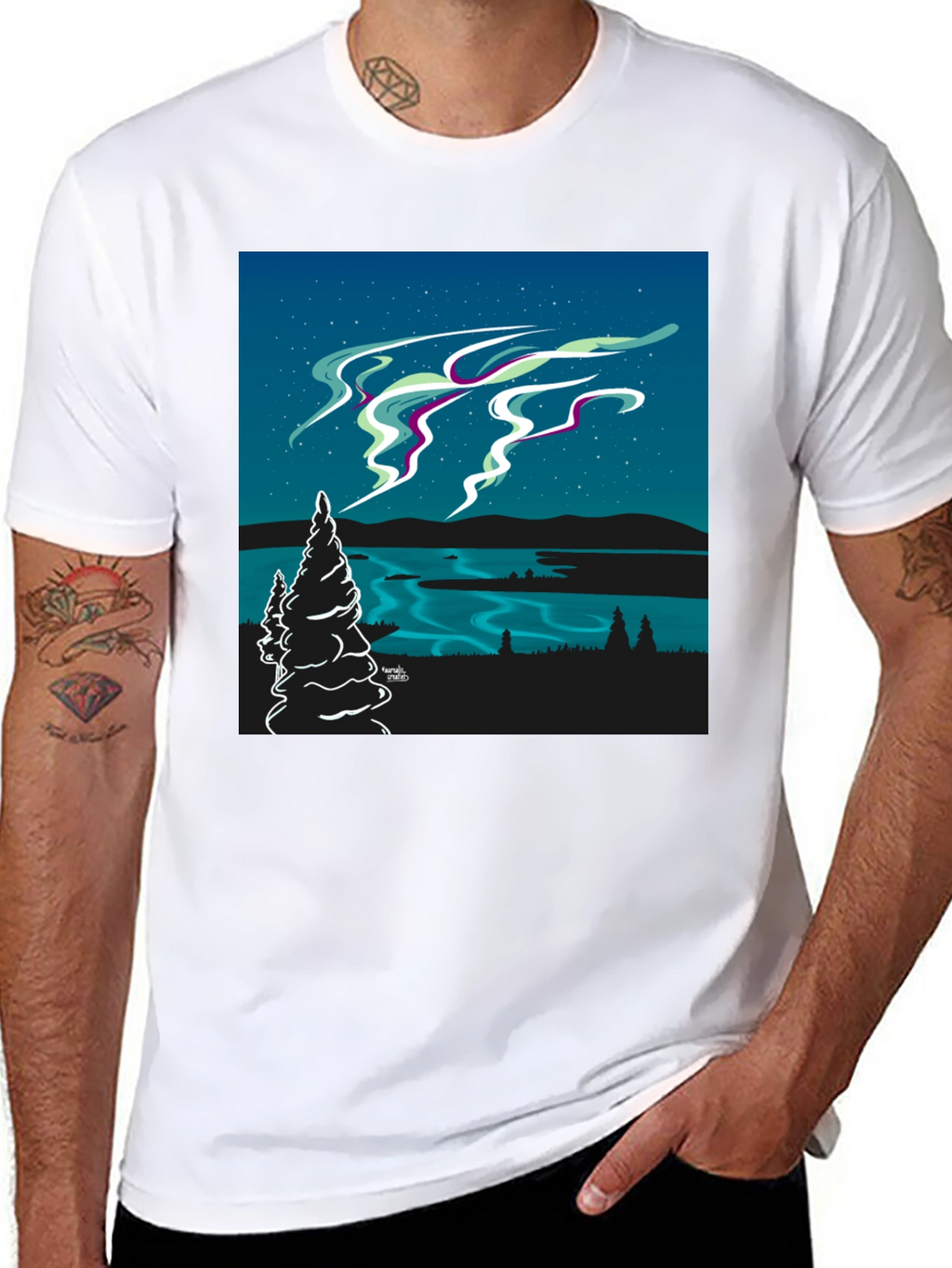 Northern Lights Graphic Tee - Black
