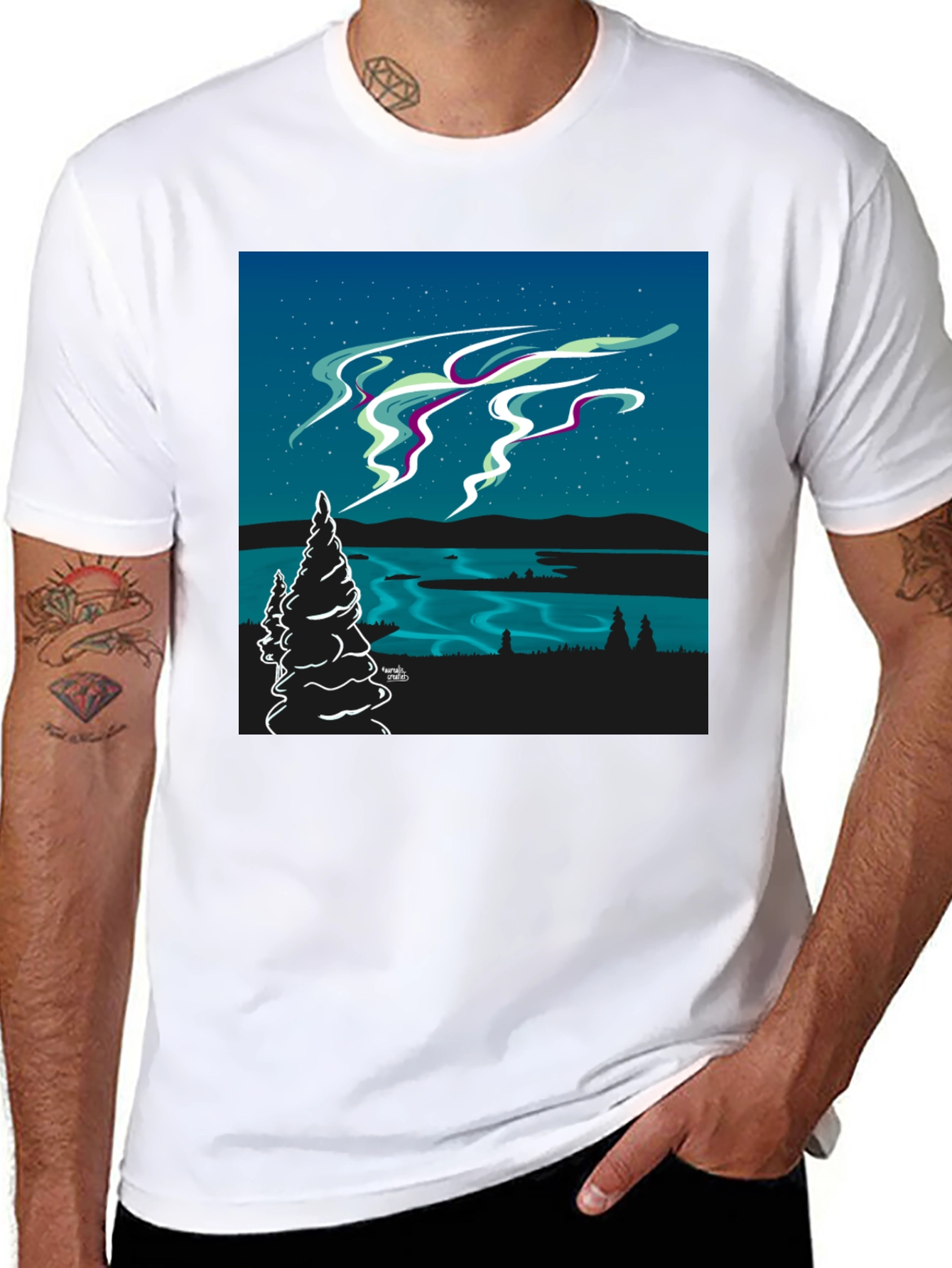 Northern Lights Graphic Tee - Black