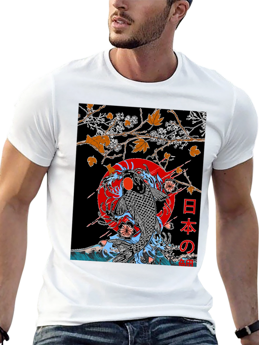 Koi Fish Graphic T-Shirt - Japanese Art Style