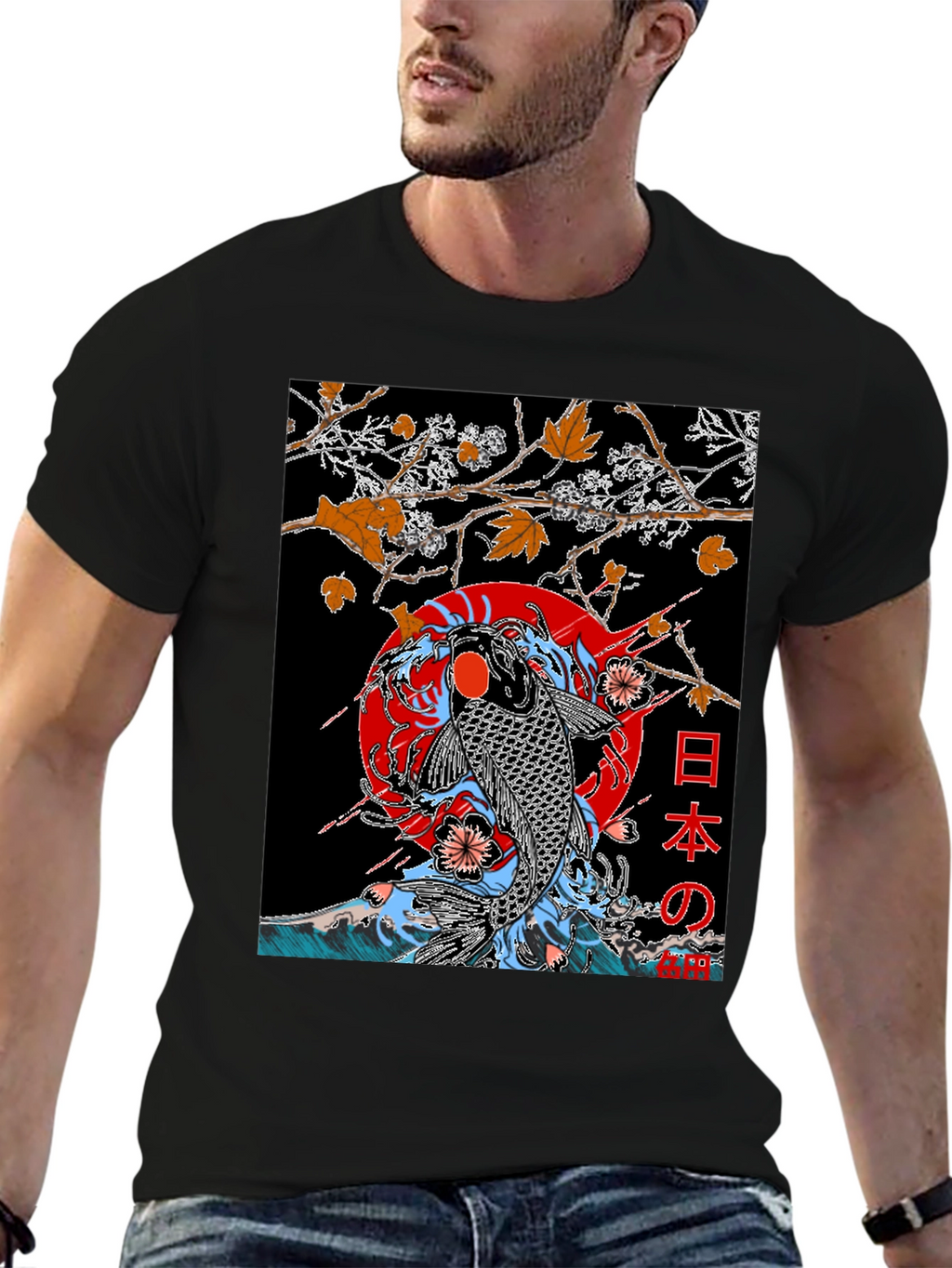 Koi Fish Graphic T-Shirt - Japanese Art Style
