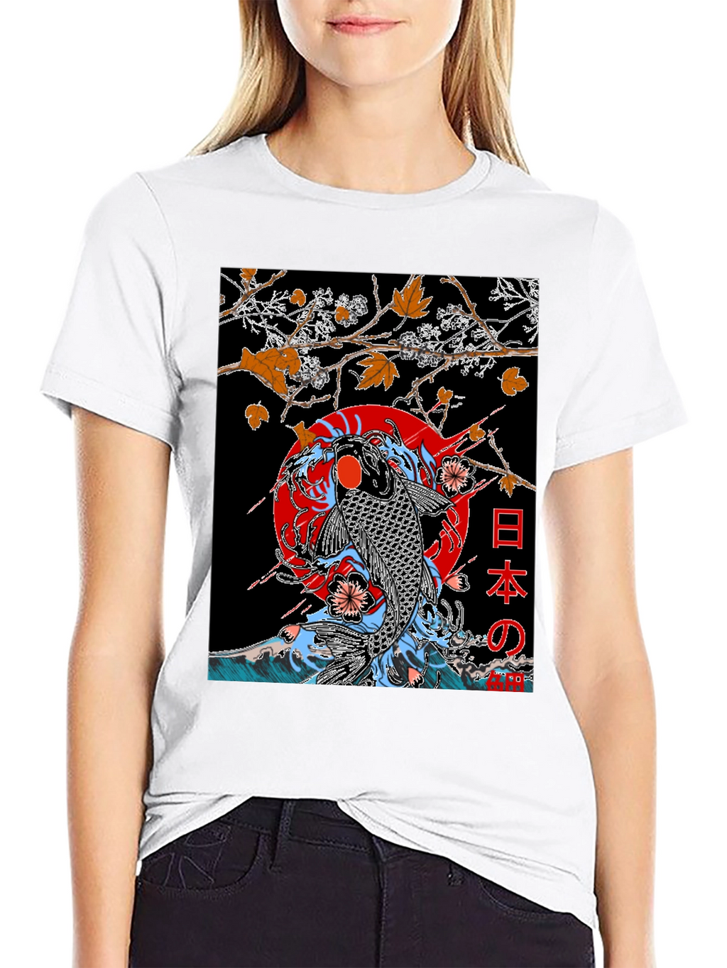 Koi Fish Graphic T-Shirt - Japanese Art Style