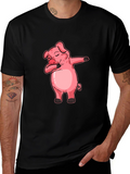 Dabbing Pig Graphic Tee - Funny Cartoon Piglet T-Shirt