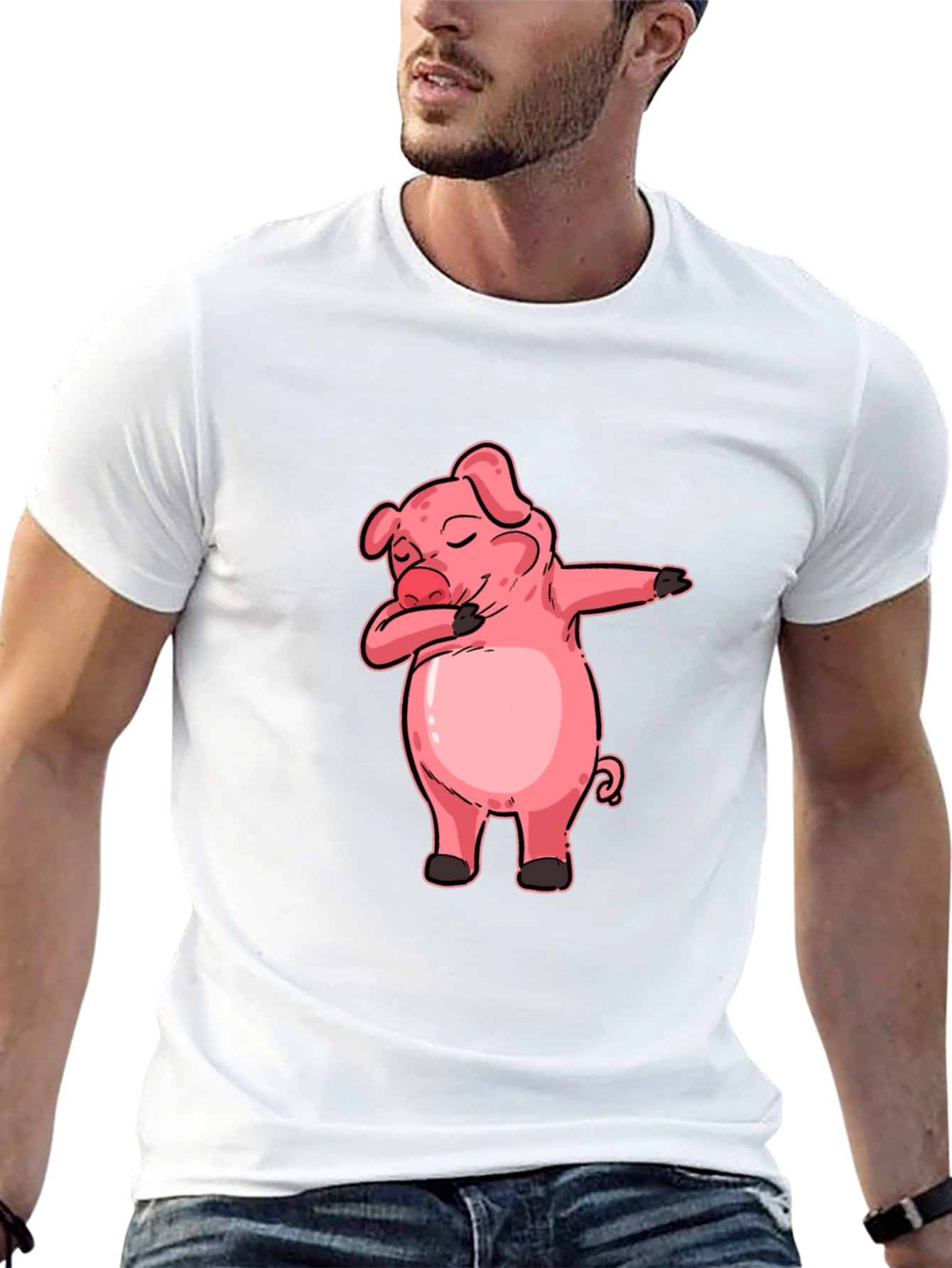 Dabbing Pig Graphic Tee - Funny Cartoon Piglet T-Shirt