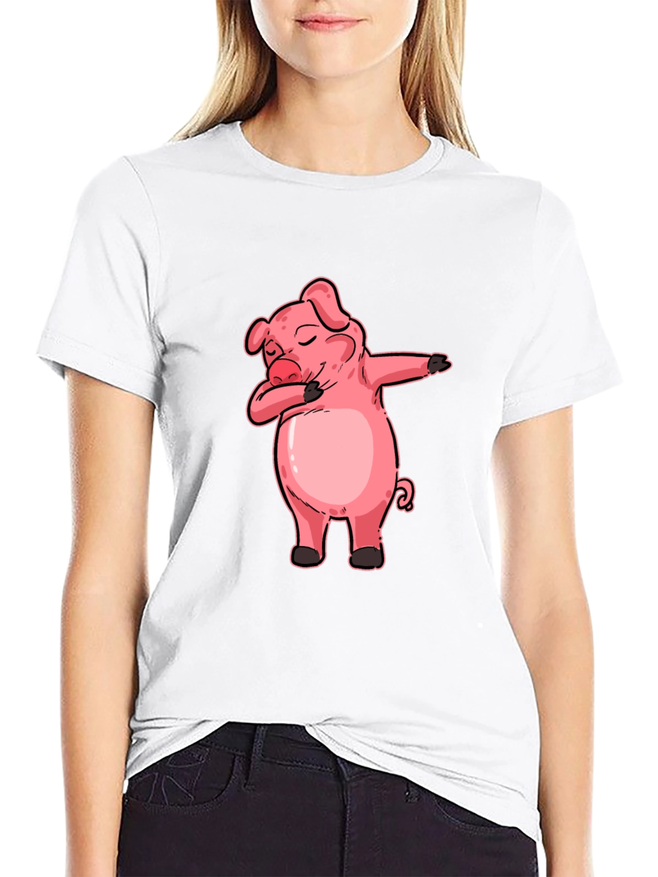 Dabbing Pig Graphic Tee - Funny Cartoon Piglet T-Shirt