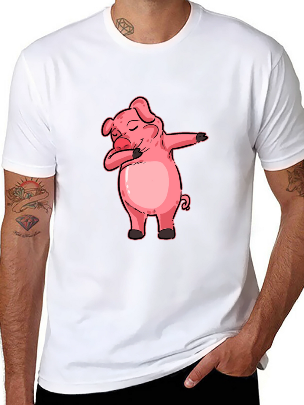 Dabbing Pig Graphic Tee - Funny Cartoon Piglet T-Shirt