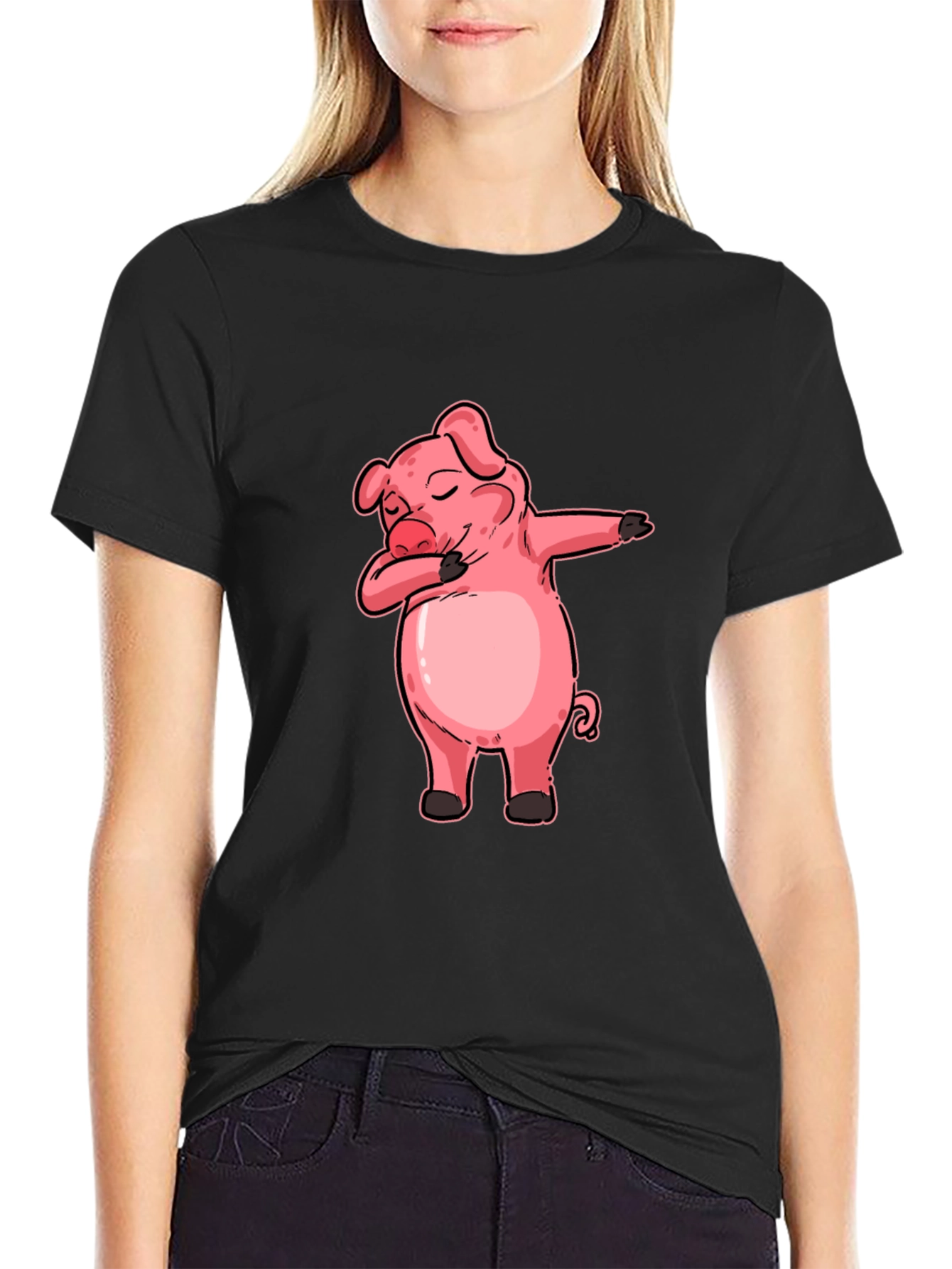 Dabbing Pig Graphic Tee - Funny Cartoon Piglet T-Shirt