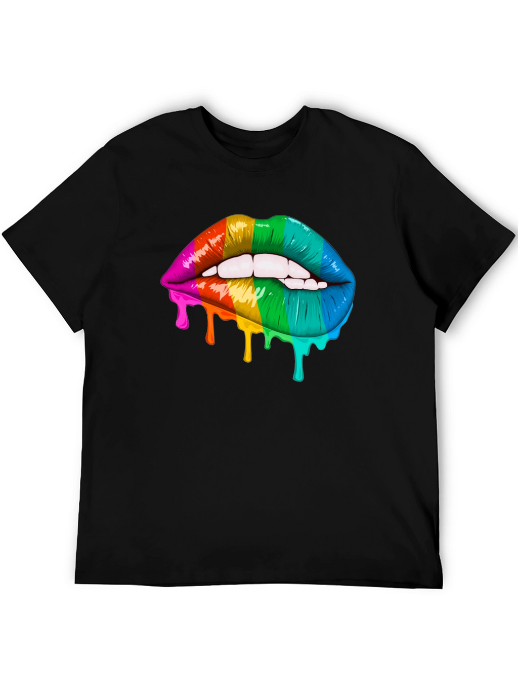Rainbow Lips Graphic Tee - Stylish Statement Shirt