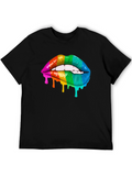Rainbow Lips Graphic Tee - Stylish Statement Shirt