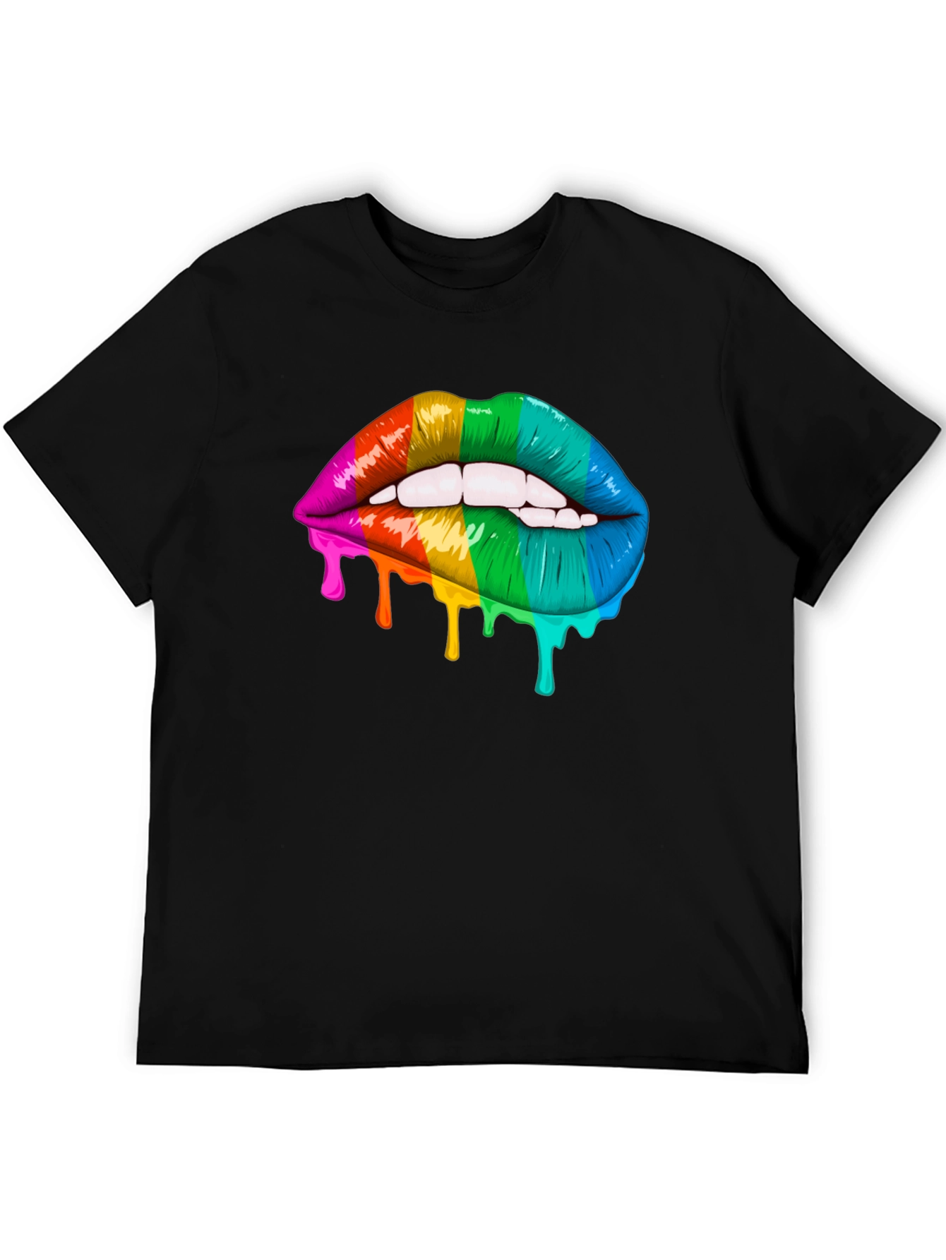 Rainbow Lips Graphic Tee - Stylish Statement Shirt