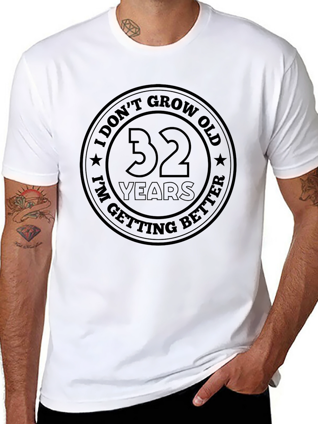 32 Years I Dont Grow Old Mens Black T-Shirt