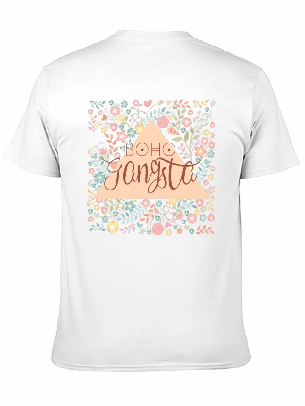 Boho Gangsta Floral Graphic Print Black T-Shirt