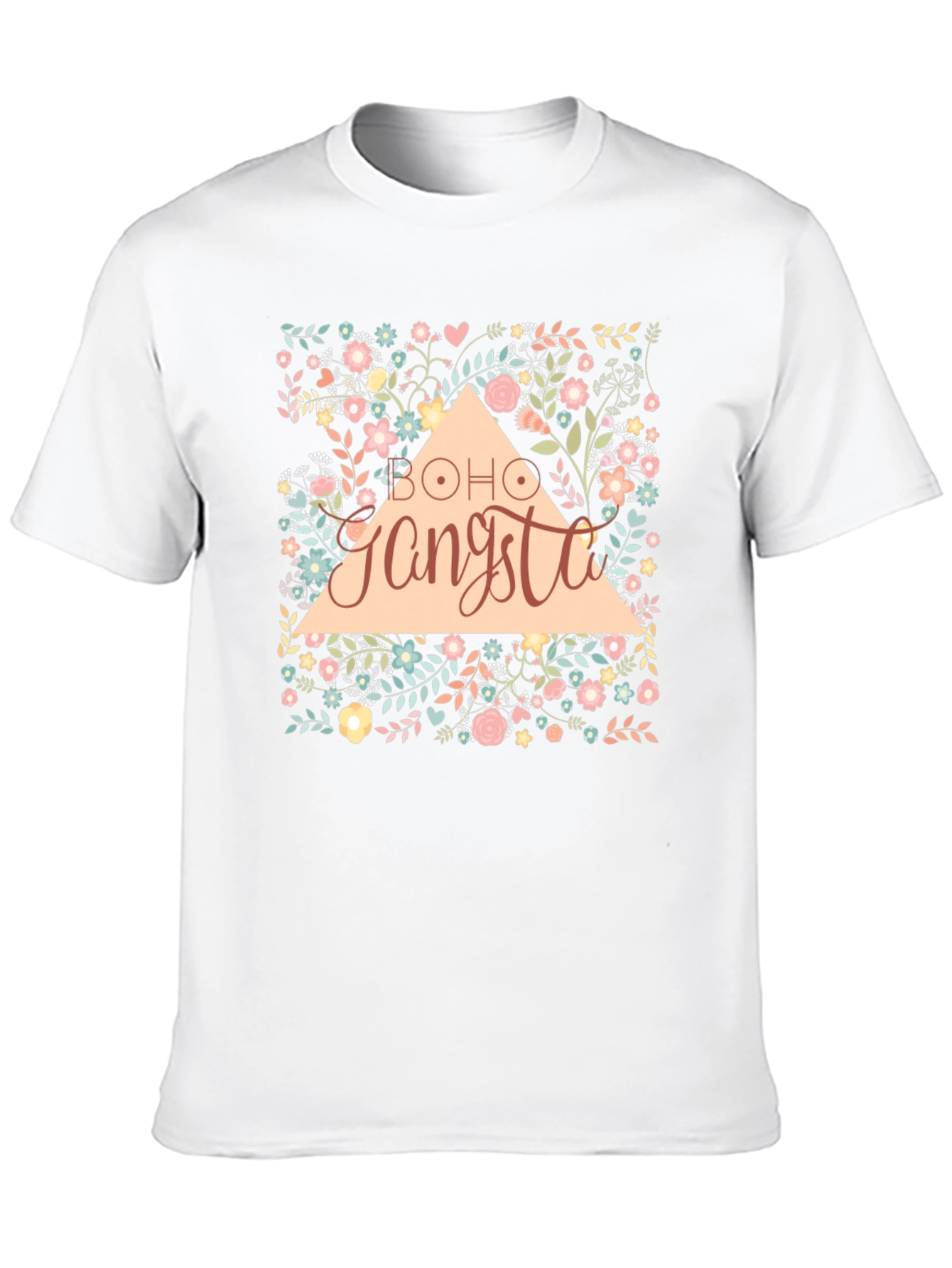 Boho Gangsta Floral Graphic Print Black T-Shirt