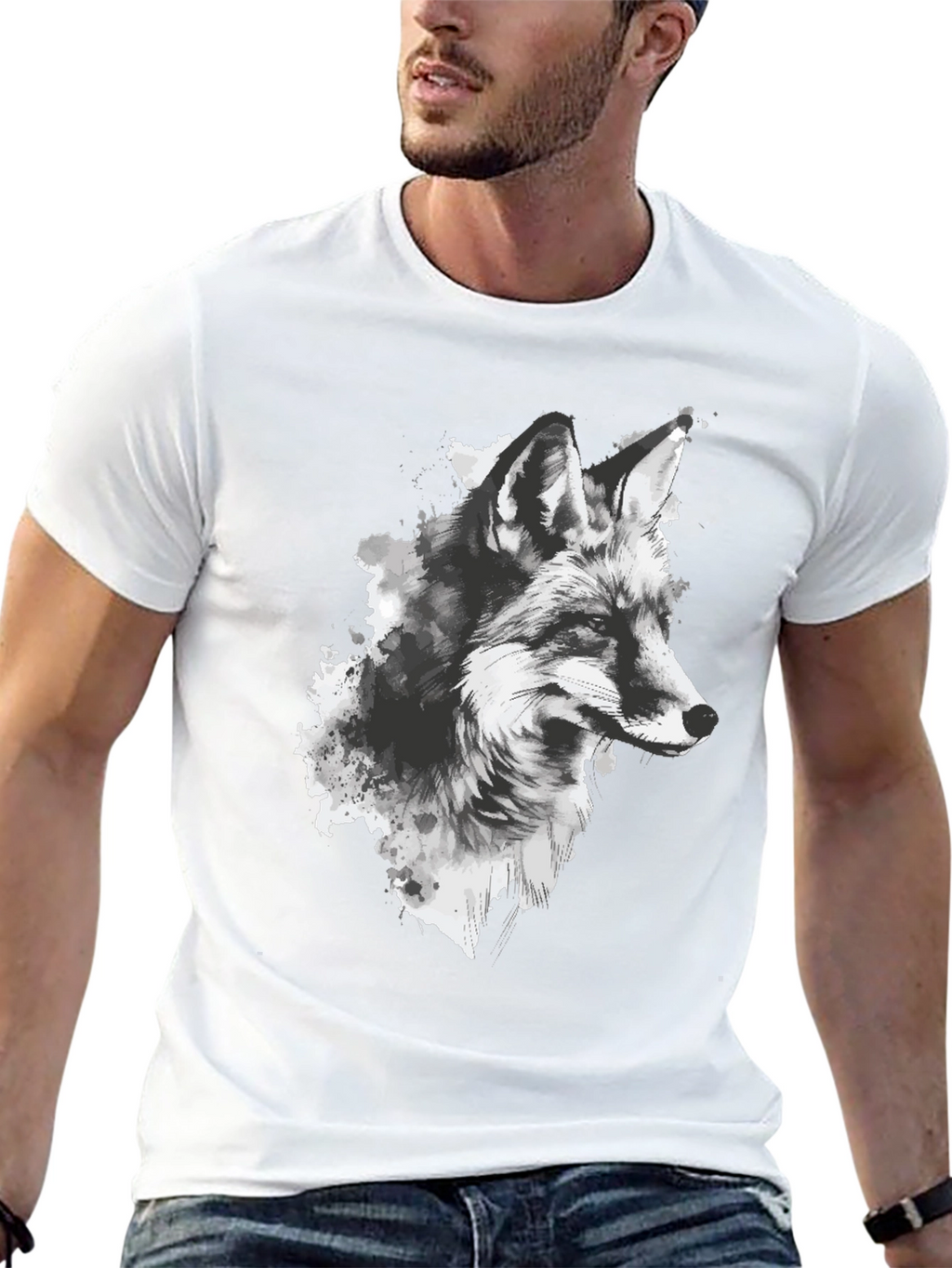 Fox Graphic Print Black T-Shirt
