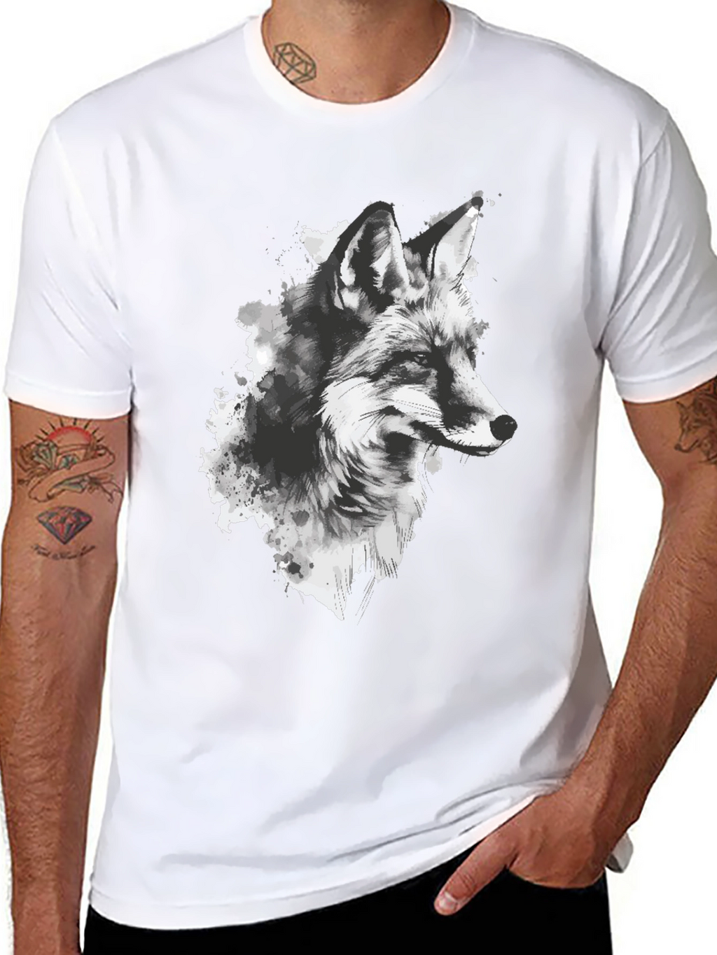 Fox Graphic Print Black T-Shirt
