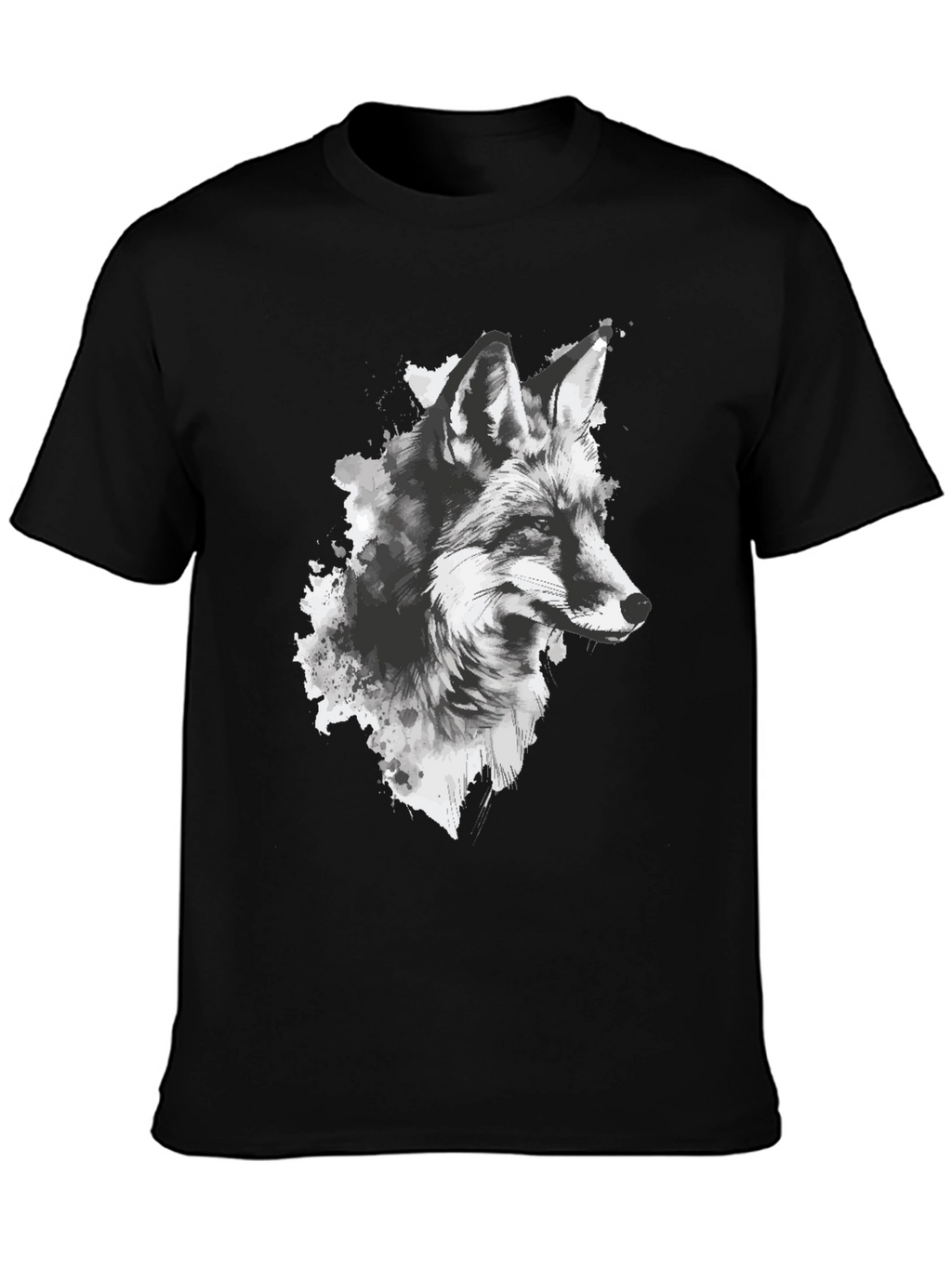 Fox Graphic Print Black T-Shirt