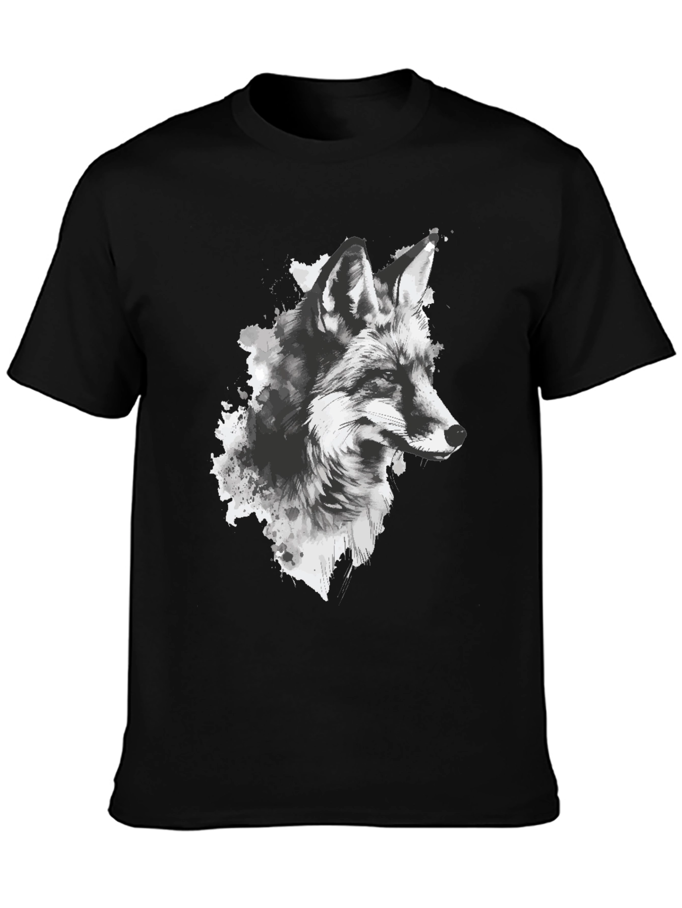 Fox Graphic Print Black T-Shirt