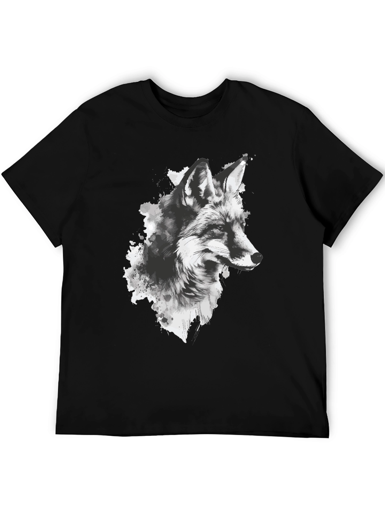 Fox Graphic Print Black T-Shirt