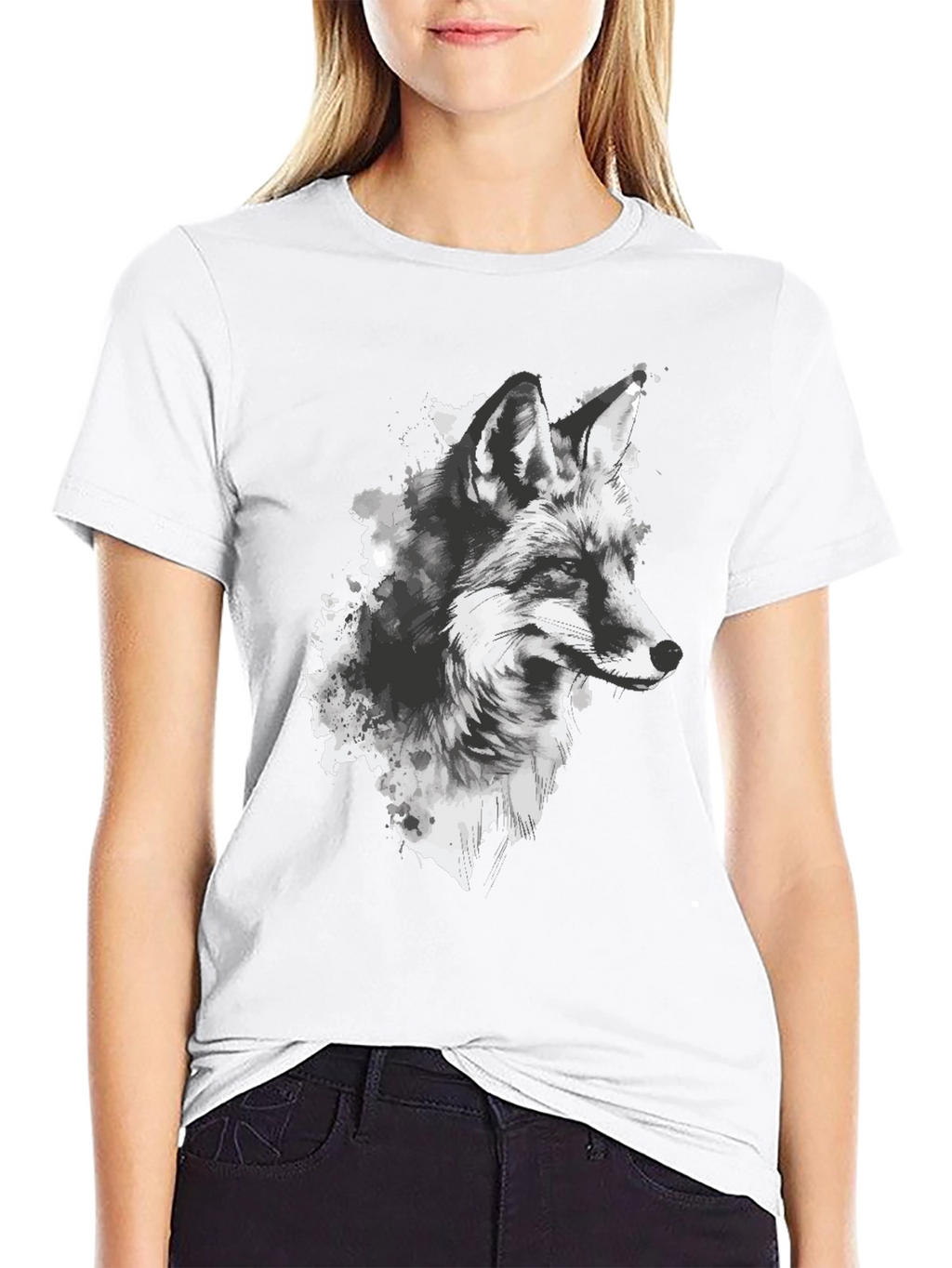 Fox Graphic Print Black T-Shirt
