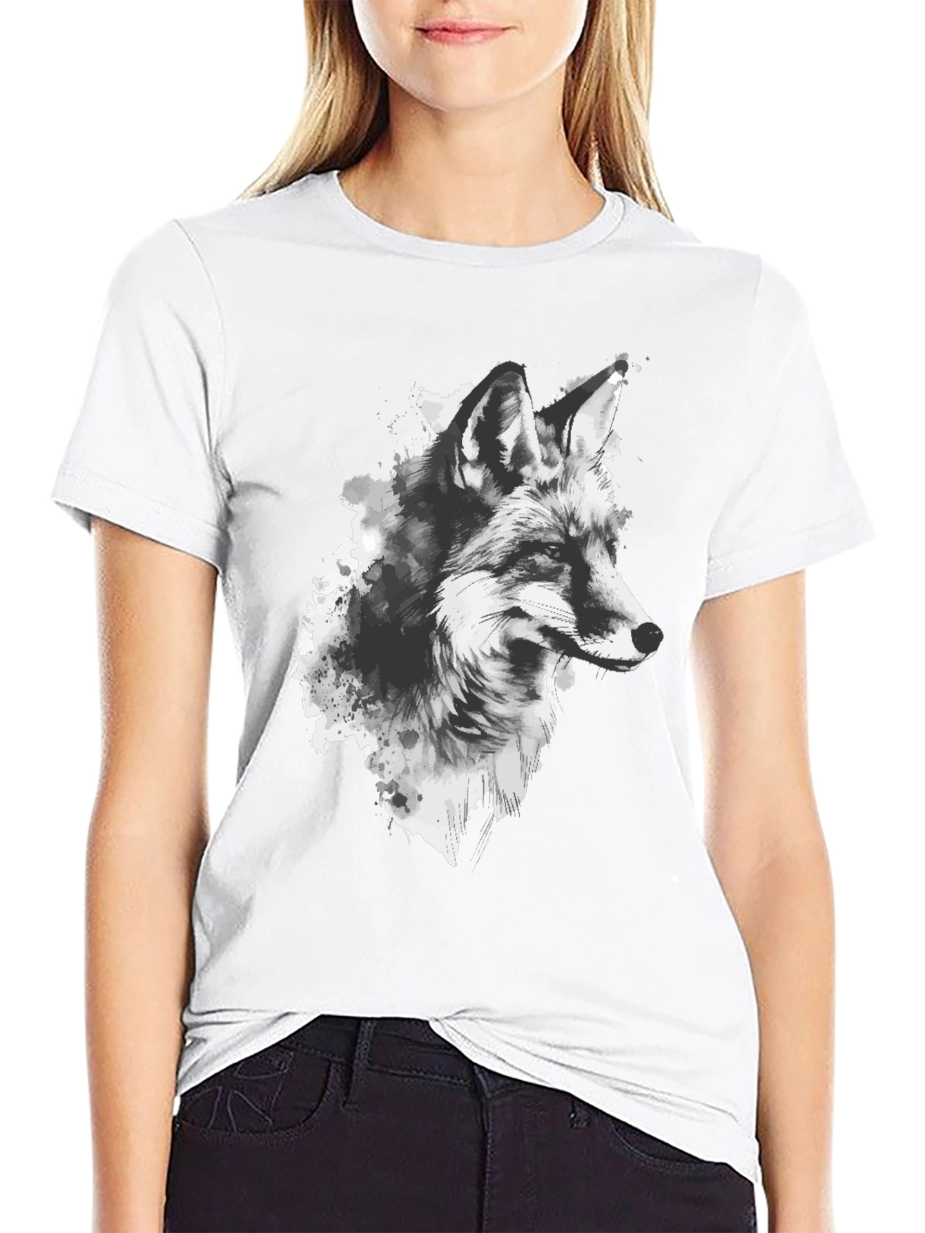 Fox Graphic Print Black T-Shirt