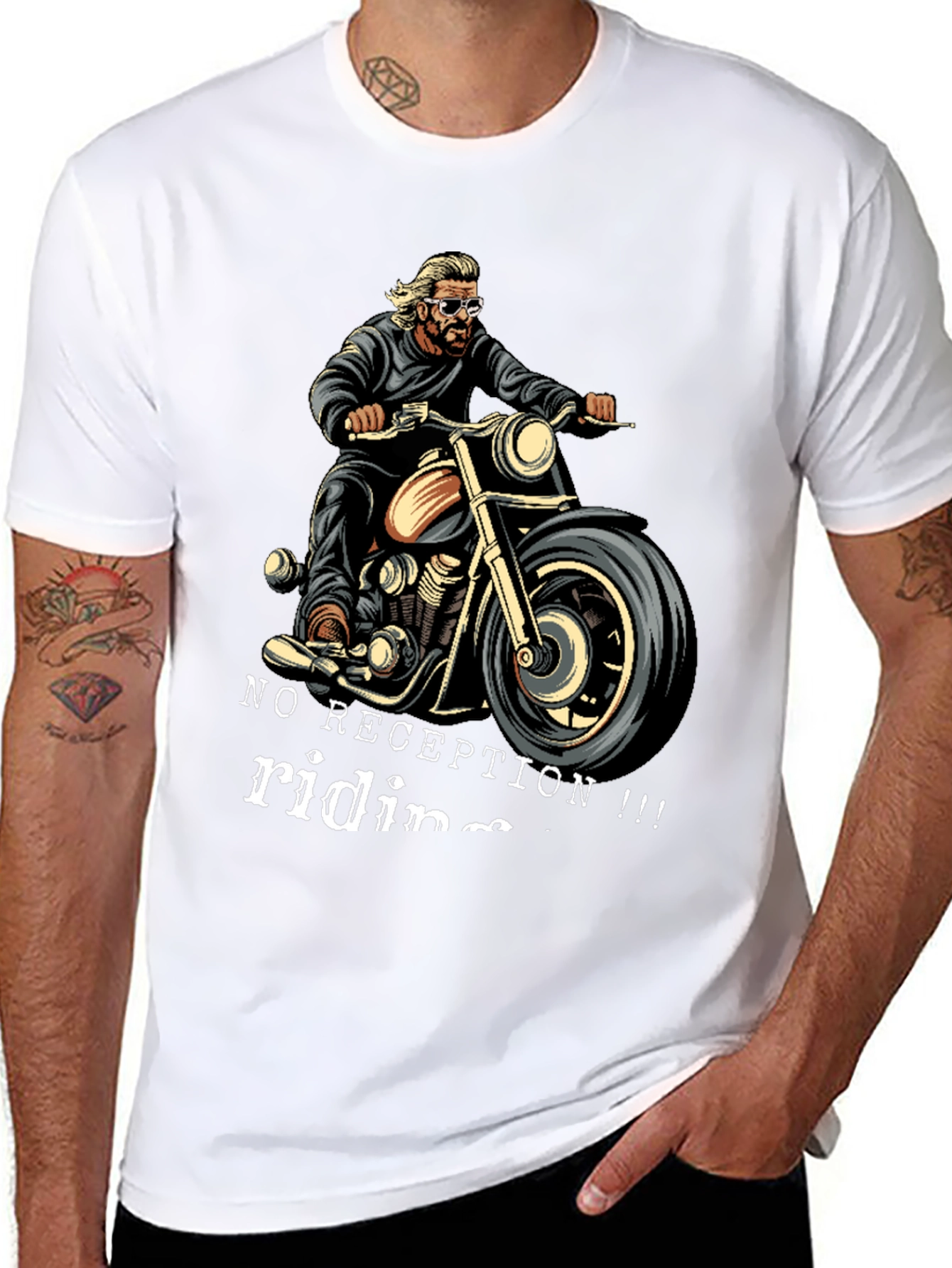 No Reception Riding T-Shirt - Motorcycle Biker Tee