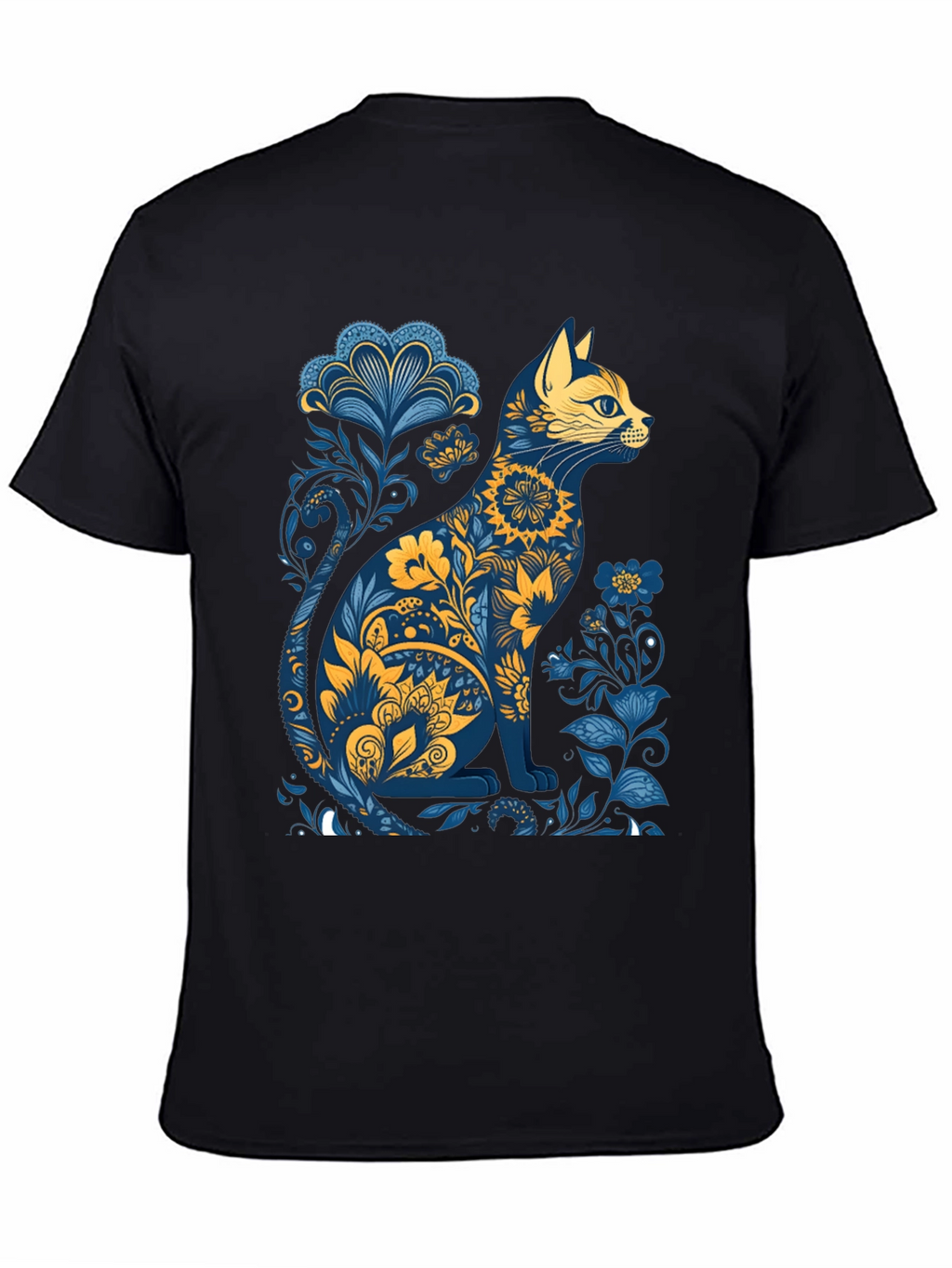 Floral Cat Graphic T-Shirt - Stylish Unisex Tee