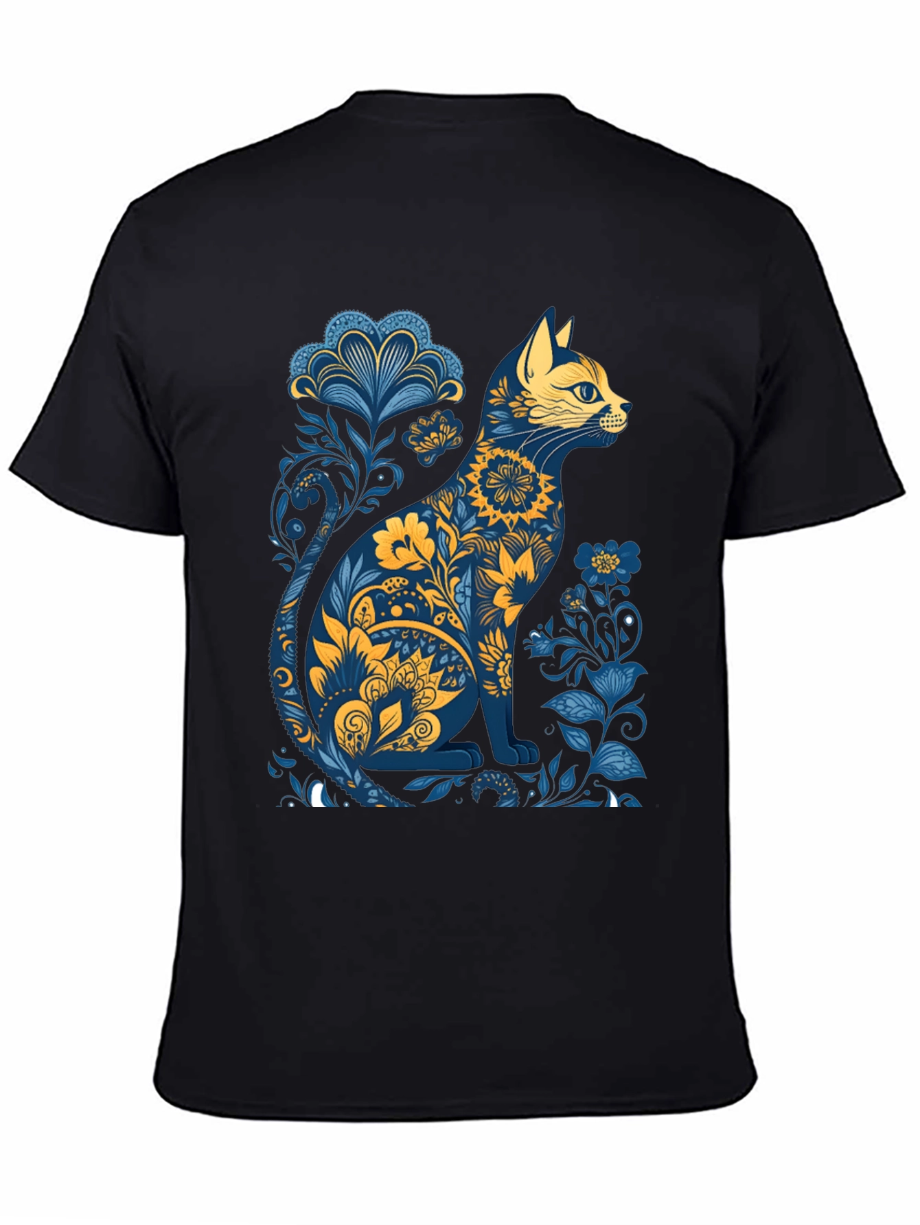 Floral Cat Graphic T-Shirt - Stylish Unisex Tee