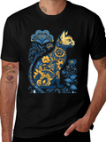 Floral Cat Graphic T-Shirt - Stylish Unisex Tee
