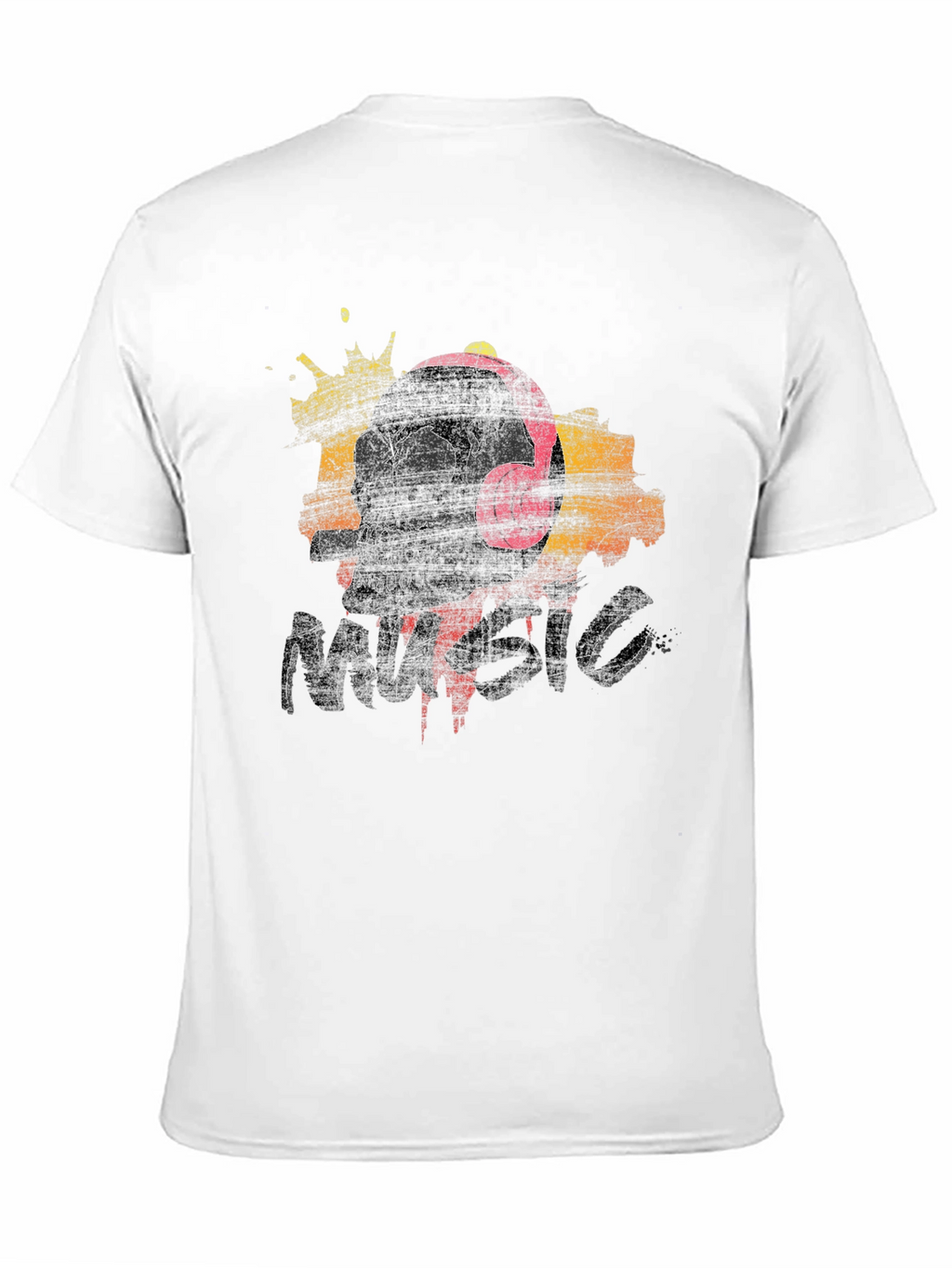 Skull Music T-Shirt - Graphic Print Tee