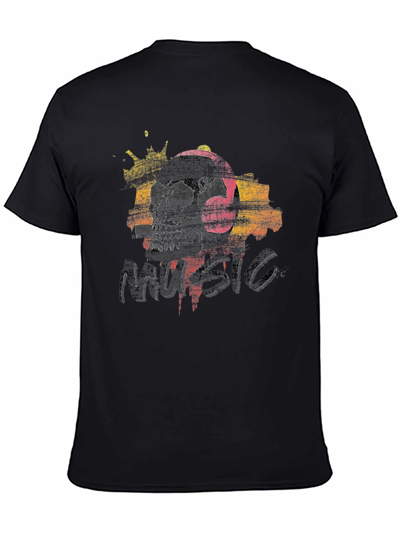 Skull Music T-Shirt - Graphic Print Tee