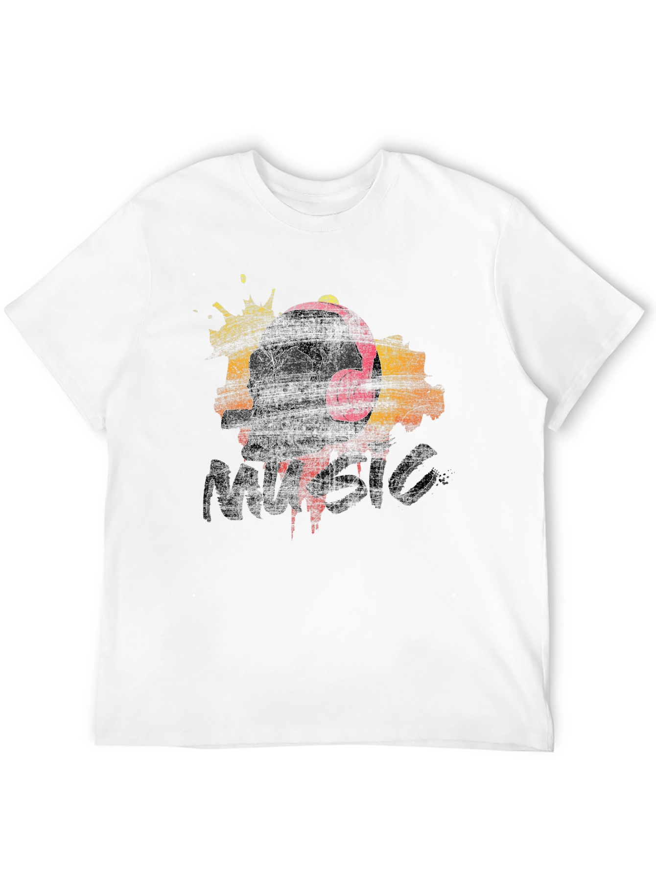 Skull Music T-Shirt - Graphic Print Tee