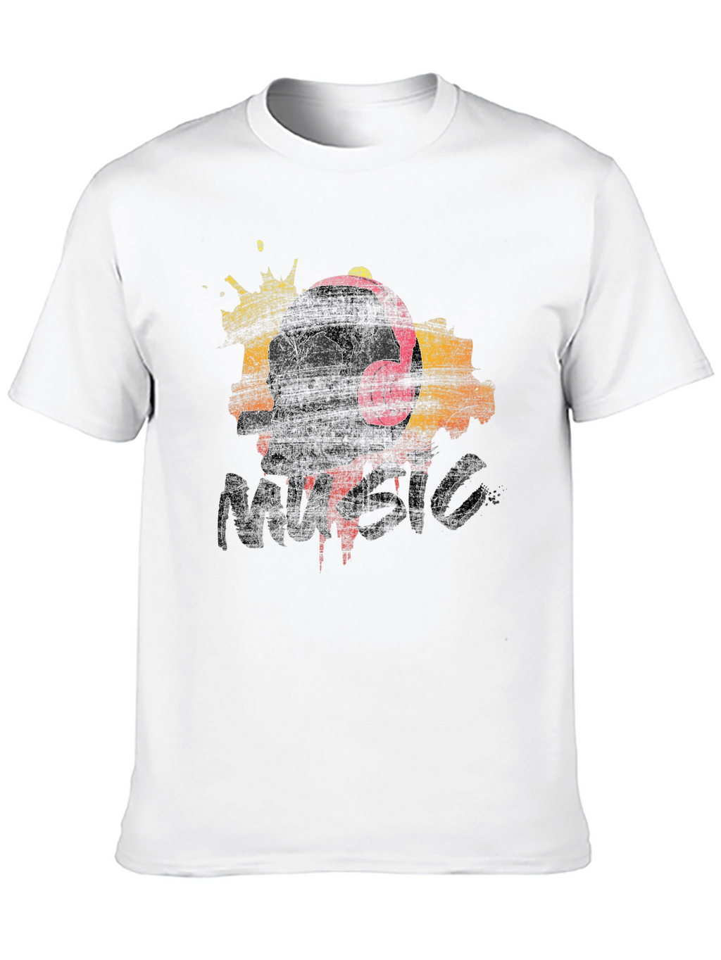 Skull Music T-Shirt - Graphic Print Tee