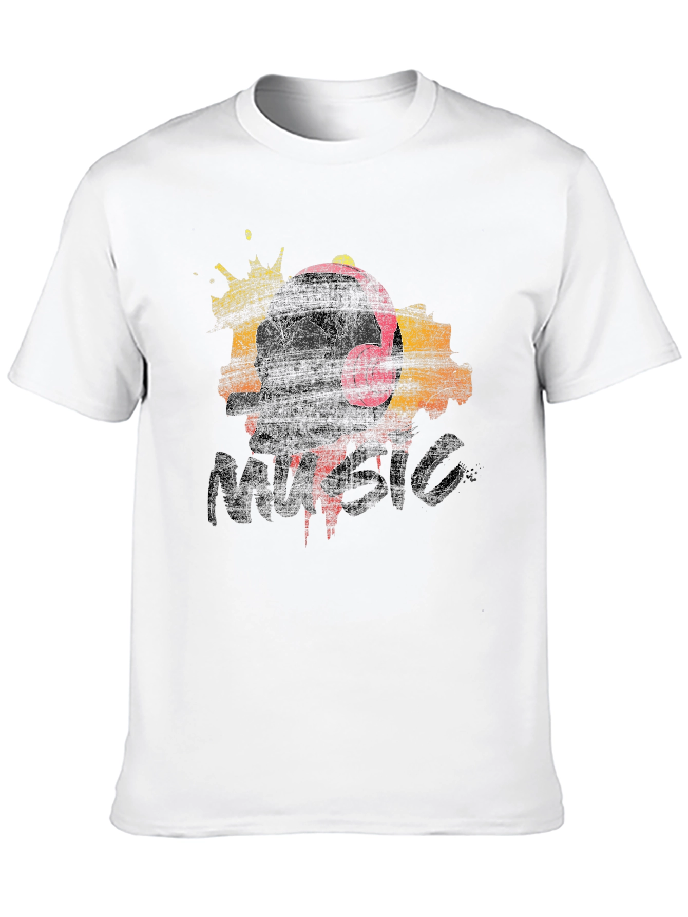 Skull Music T-Shirt - Graphic Print Tee