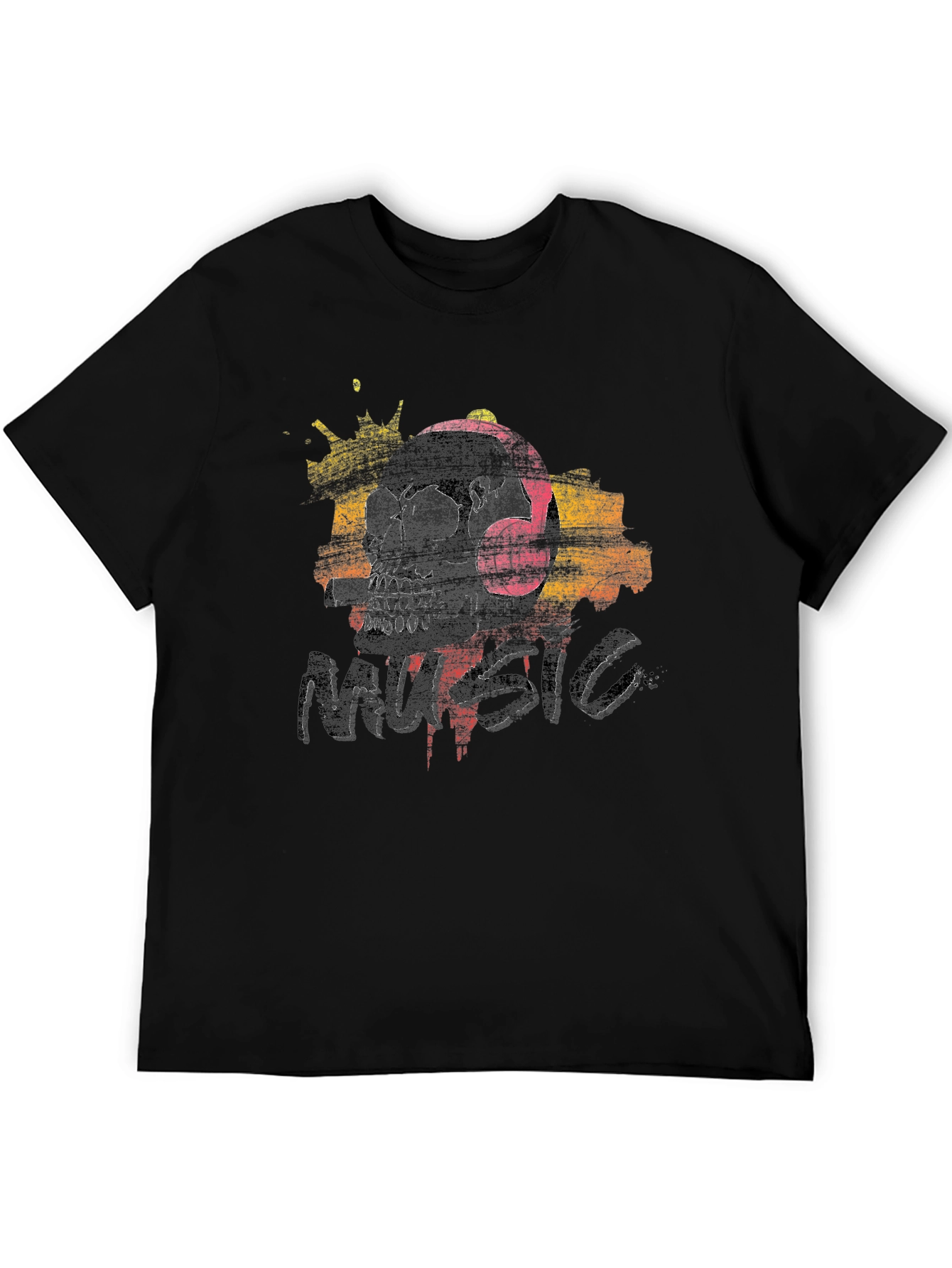 Skull Music T-Shirt - Graphic Print Tee