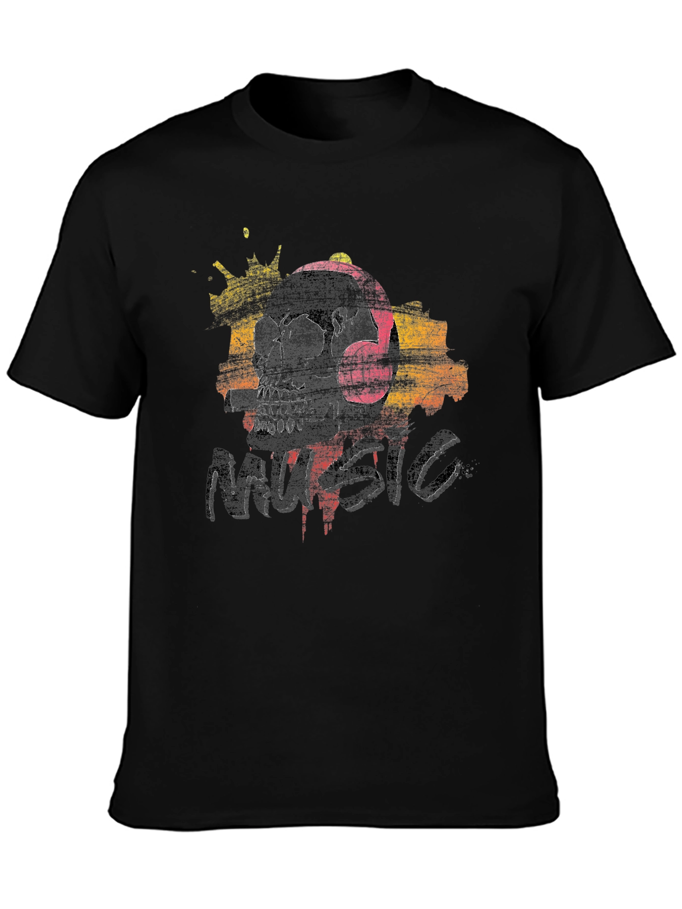 Skull Music T-Shirt - Graphic Print Tee