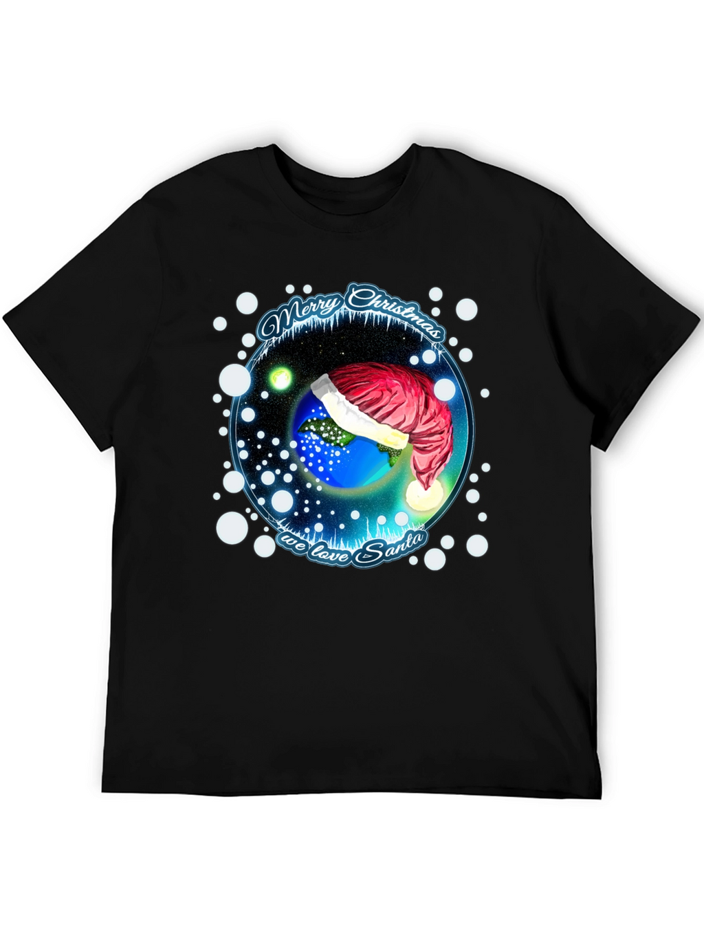 Festive Holiday Earth Santa Hat T-Shirt