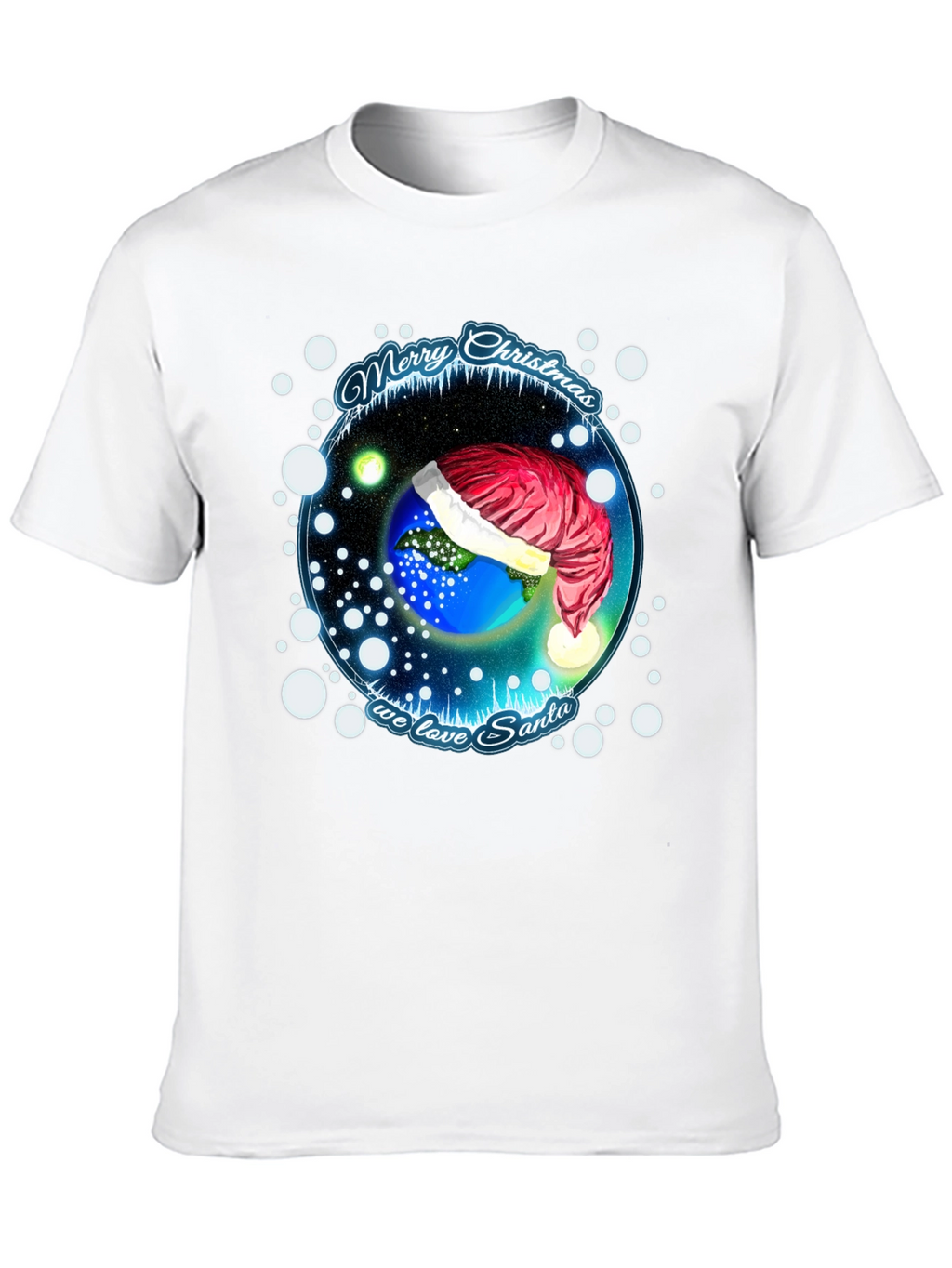 Festive Holiday Earth Santa Hat T-Shirt