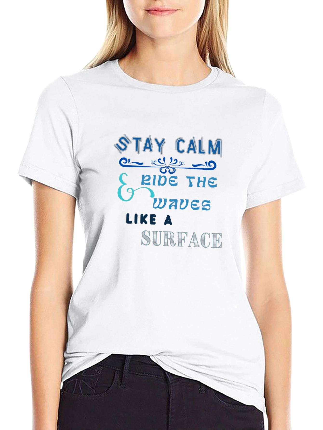 Stay Calm Ride The Waves Graphic T-Shirt