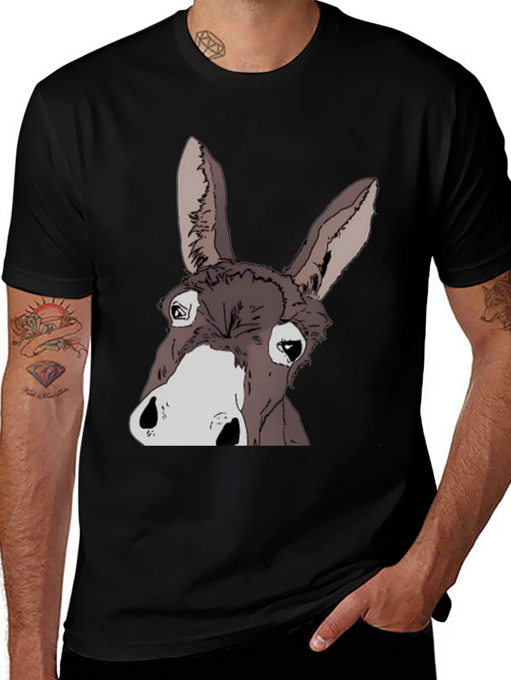 Funny Donkey Graphic T-Shirt - Black Cotton Tee