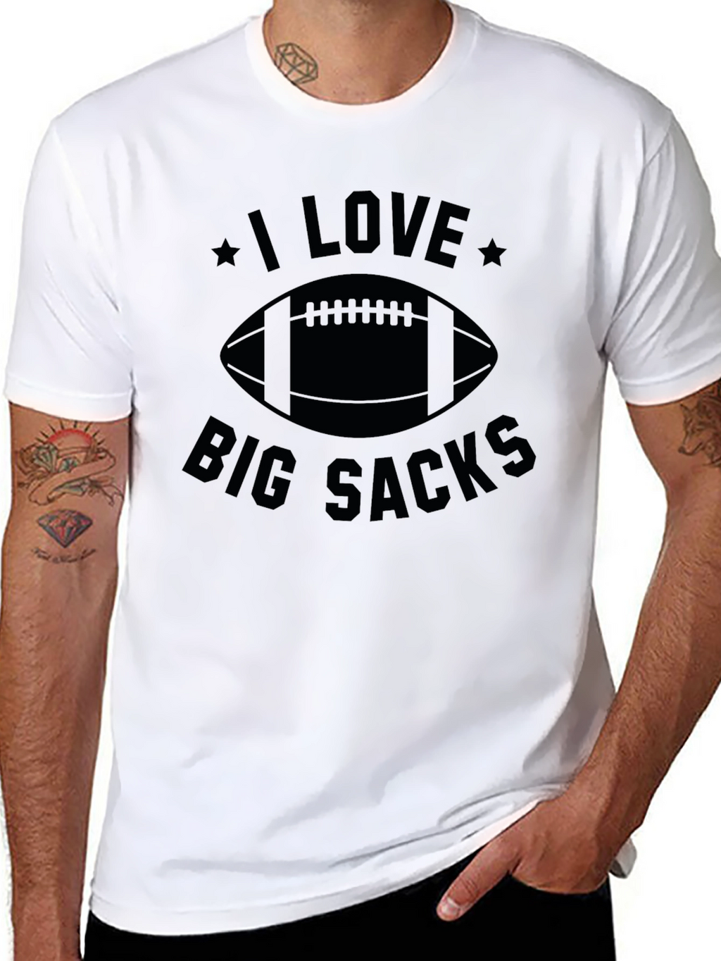 I Love Big Sacks Football Graphic T-Shirt
