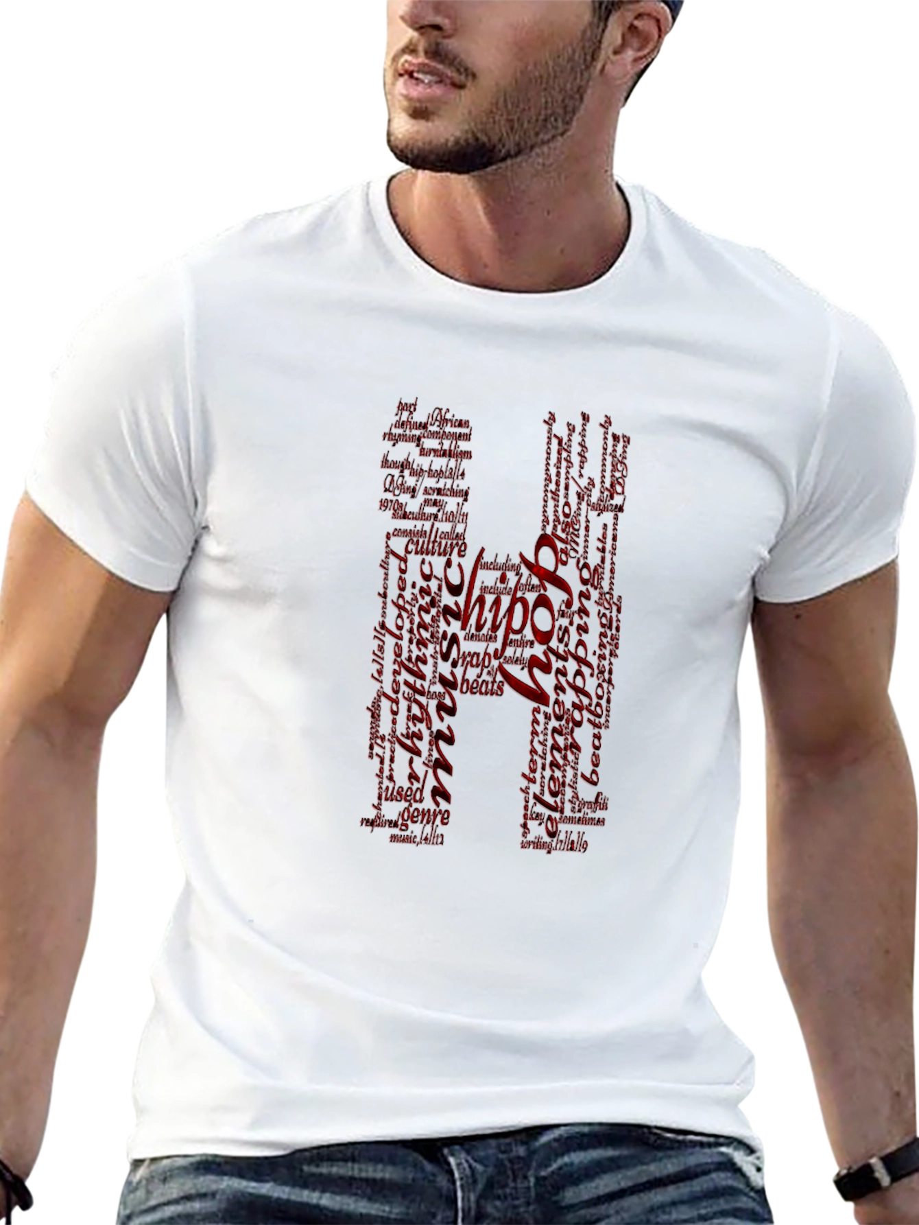 Mens Black Hip Hop Graphic T-Shirt
