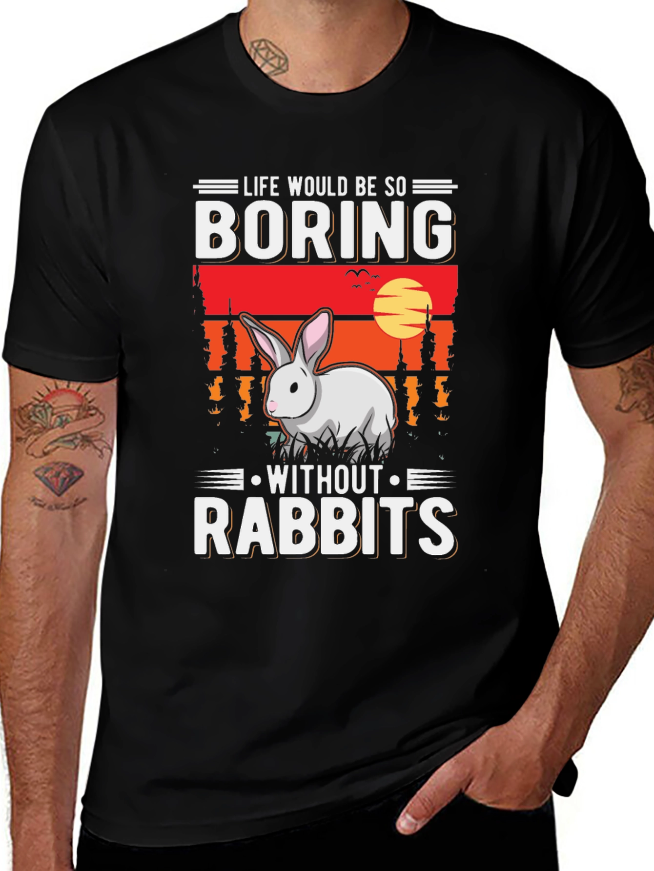 Funny Rabbit Lover T-Shirt - Boring Without Rabbits Tee
